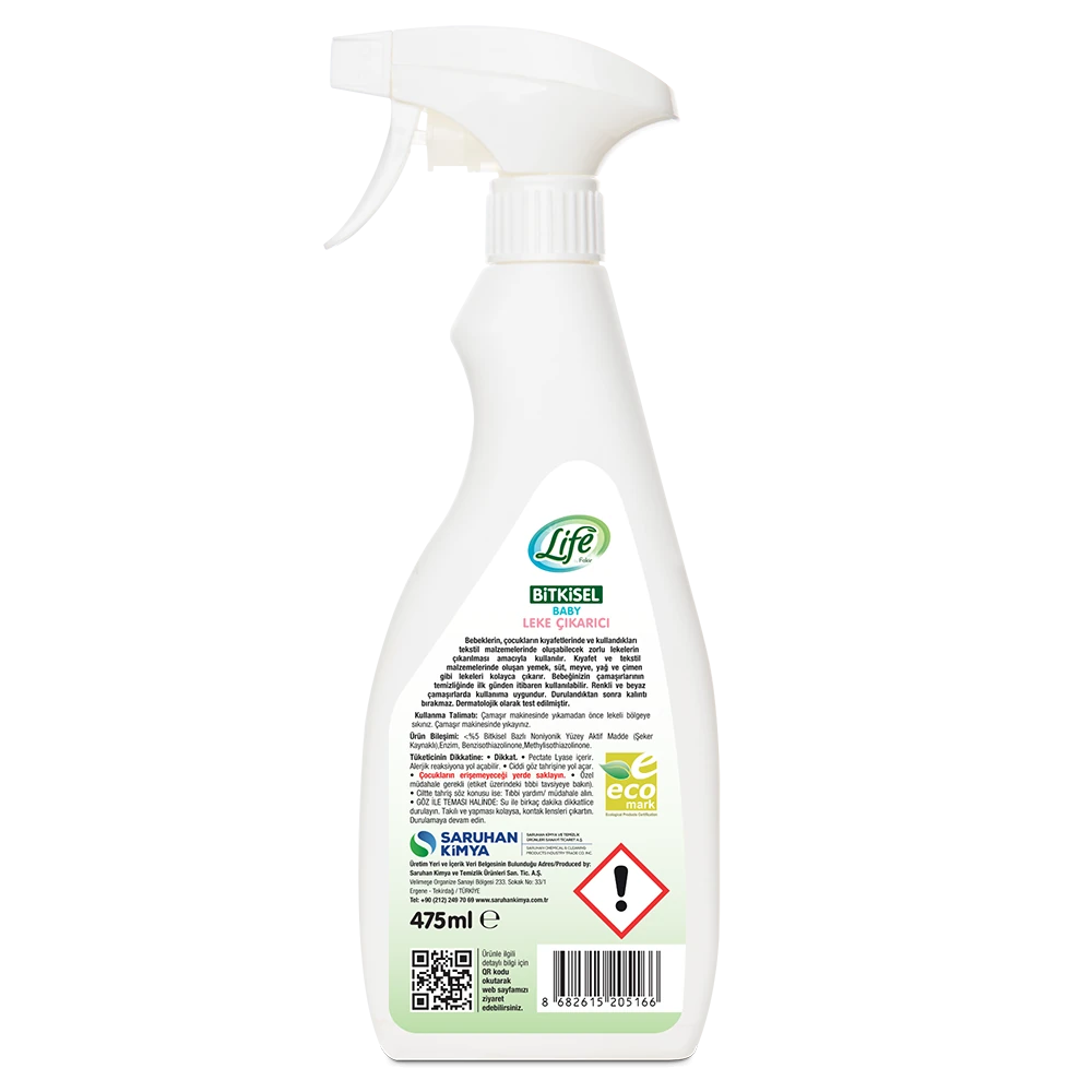 Life By Fakir Bitkisel Parfümsüz Bebek Leke Çıkarıcı 475 ml – Renkli/Beyaz, Kalıntı Bırakmaz