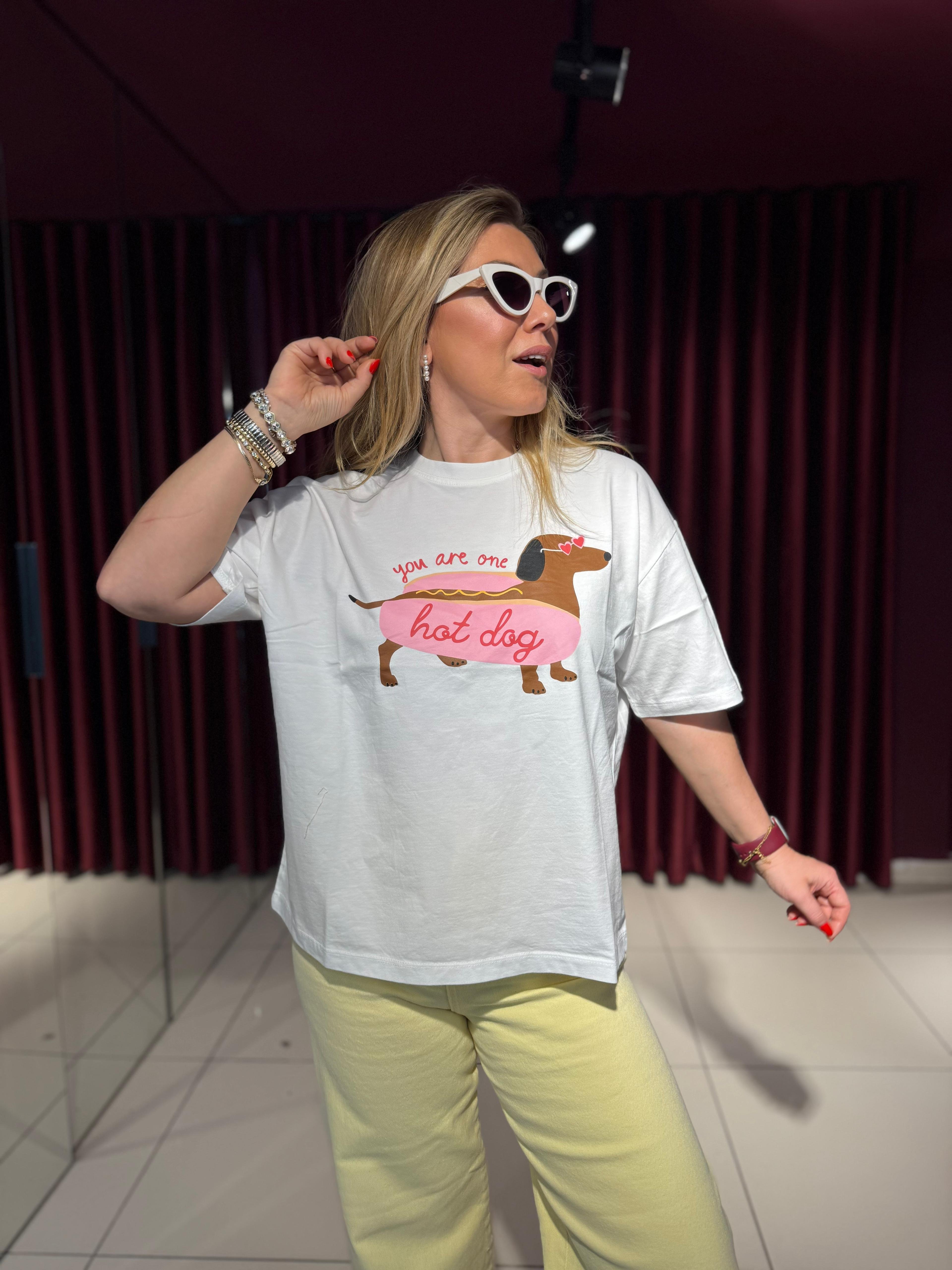 Baskılı Oversize T-Shirt Hotdog