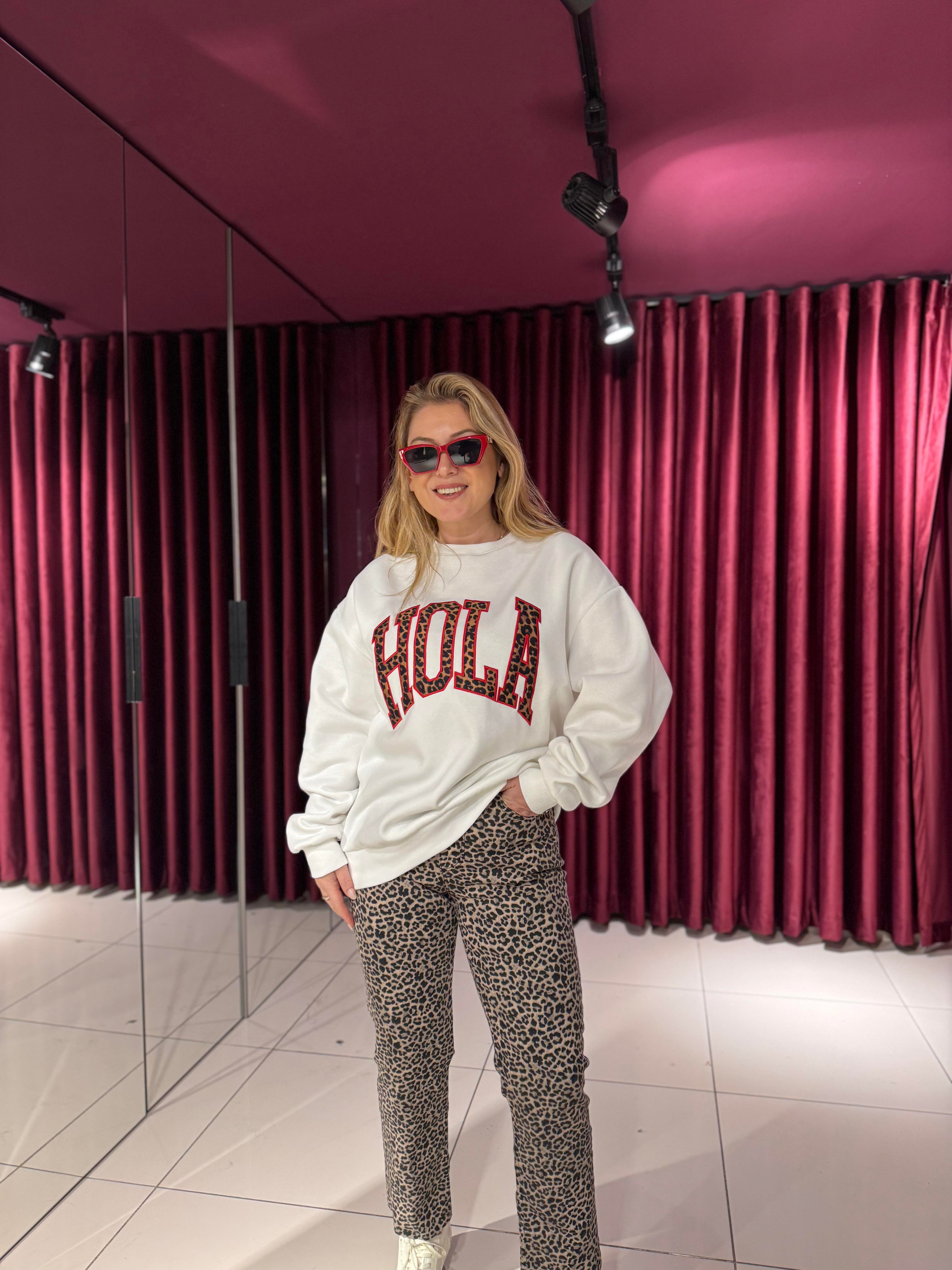 9025 Hola Leopar Detay Sweat