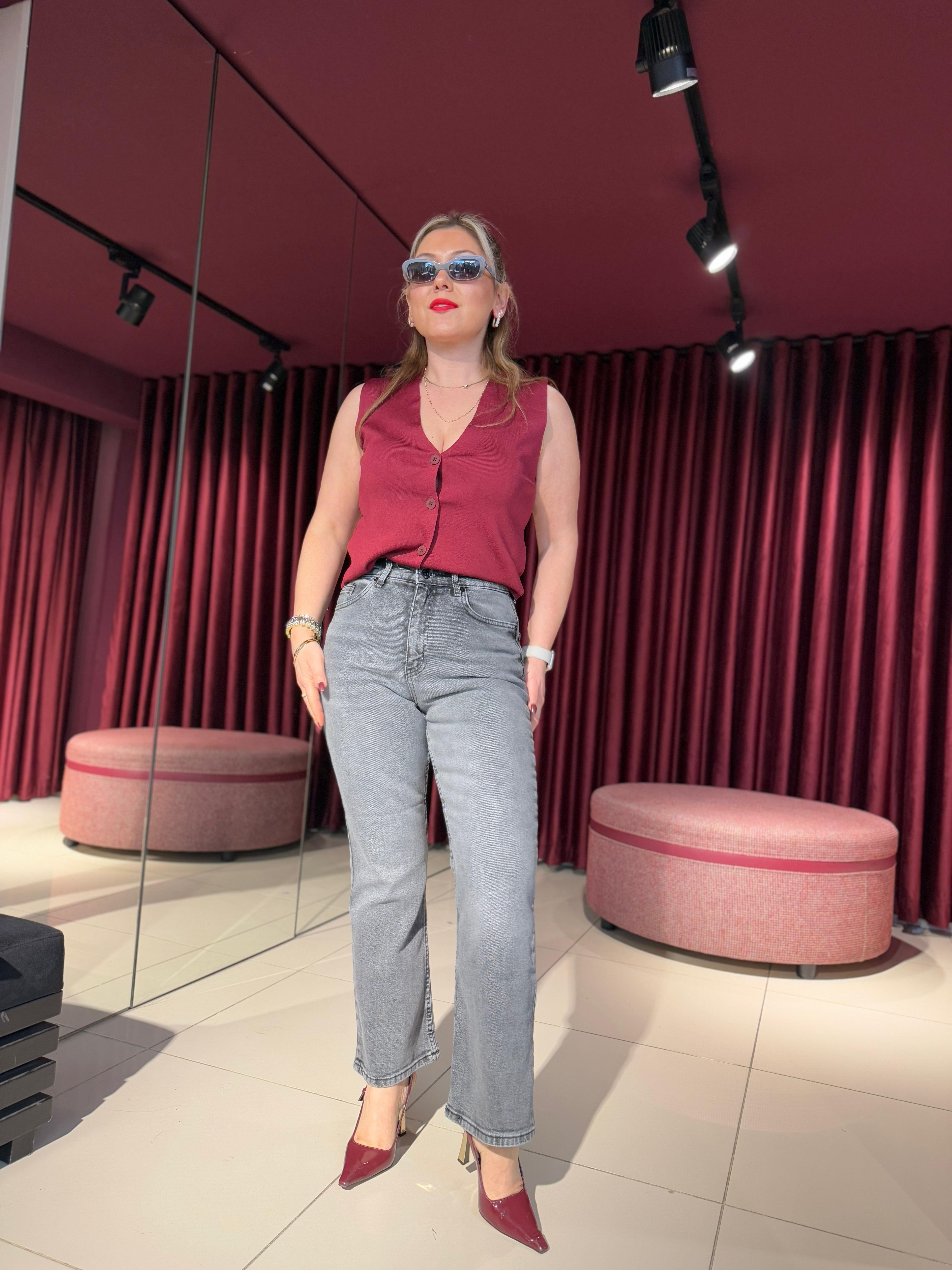 08  Cropped Flare Yüksek Bel Jean