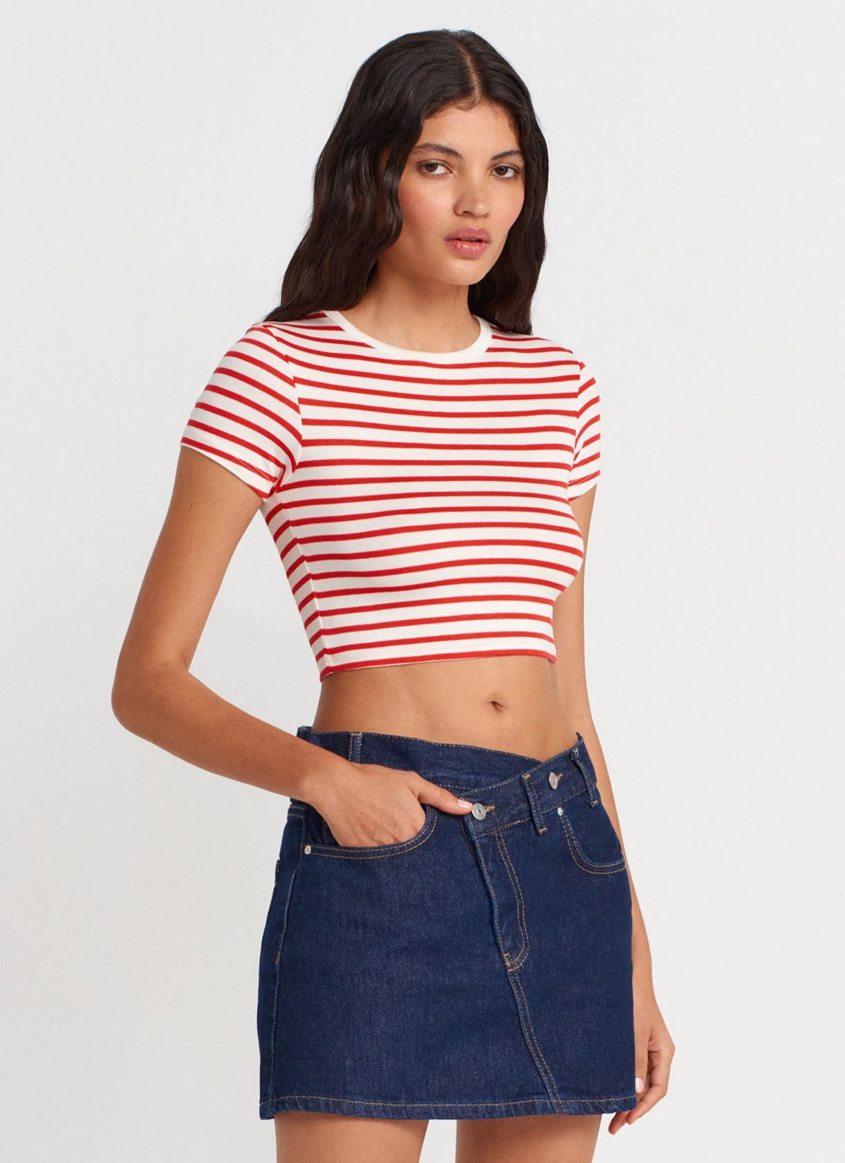 Çizgili Crop Top