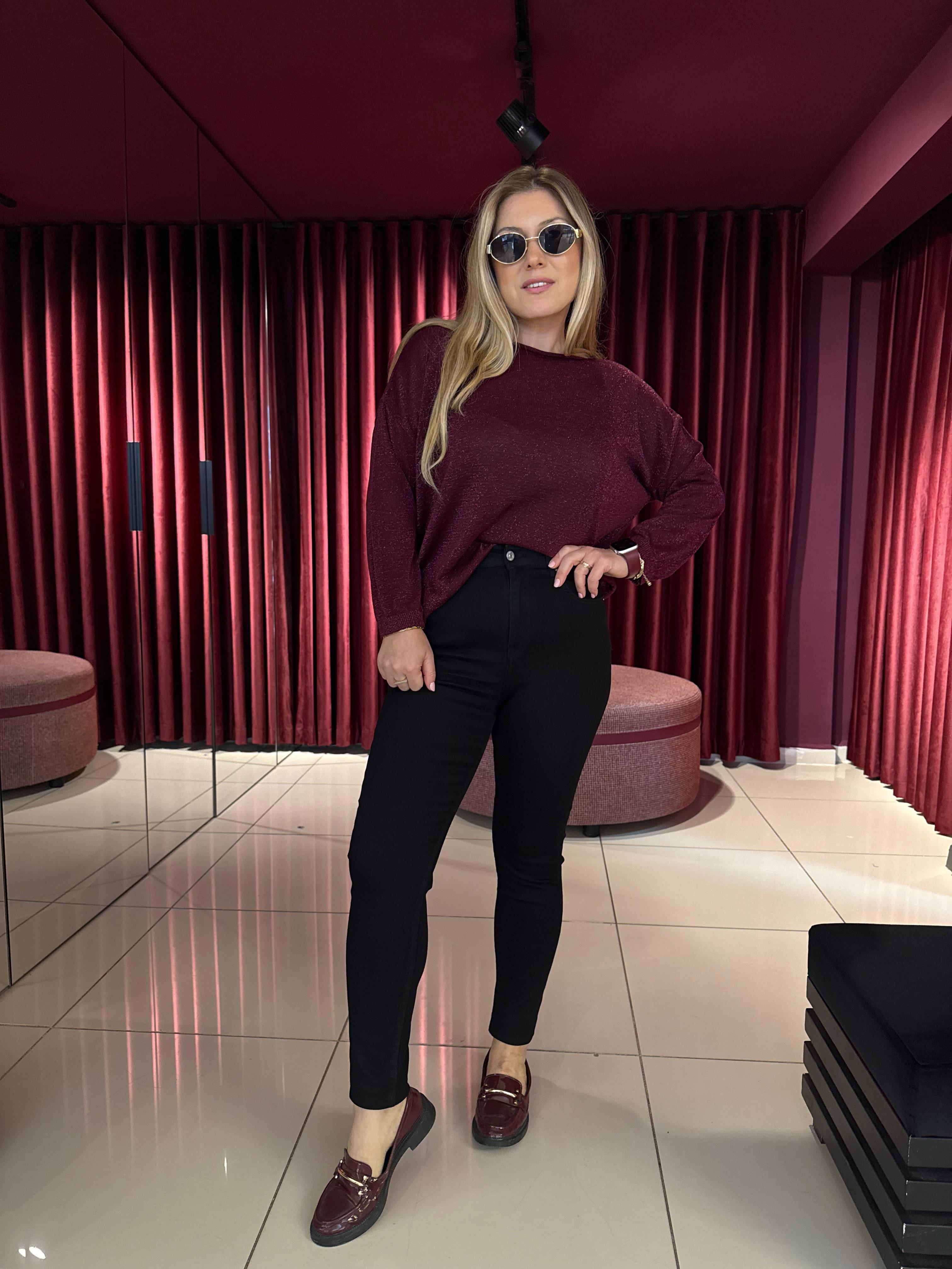 Yüksek Bel Likralı Siyah Pantolon