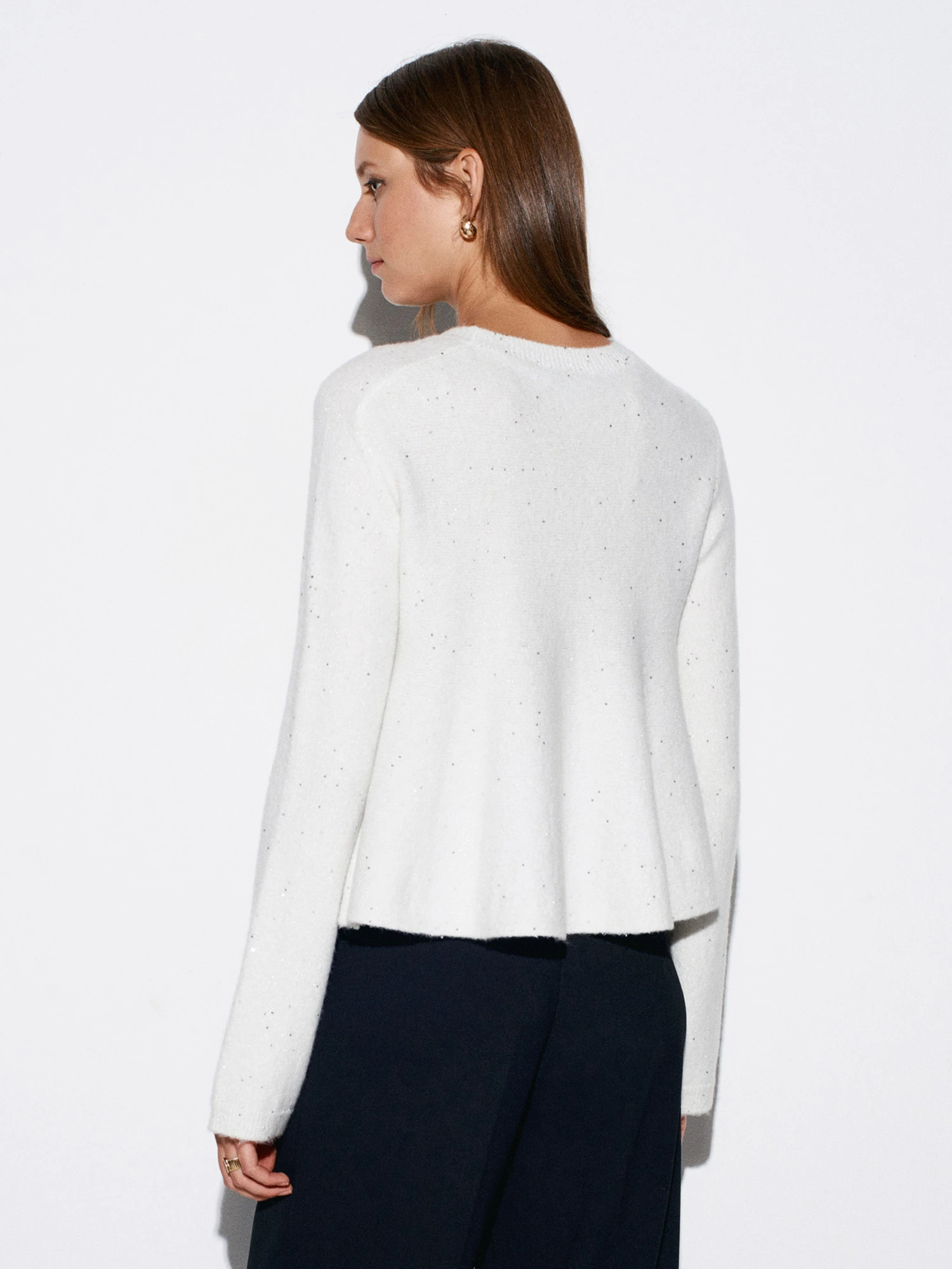 Peplum Pullu Simli Triko Kazak