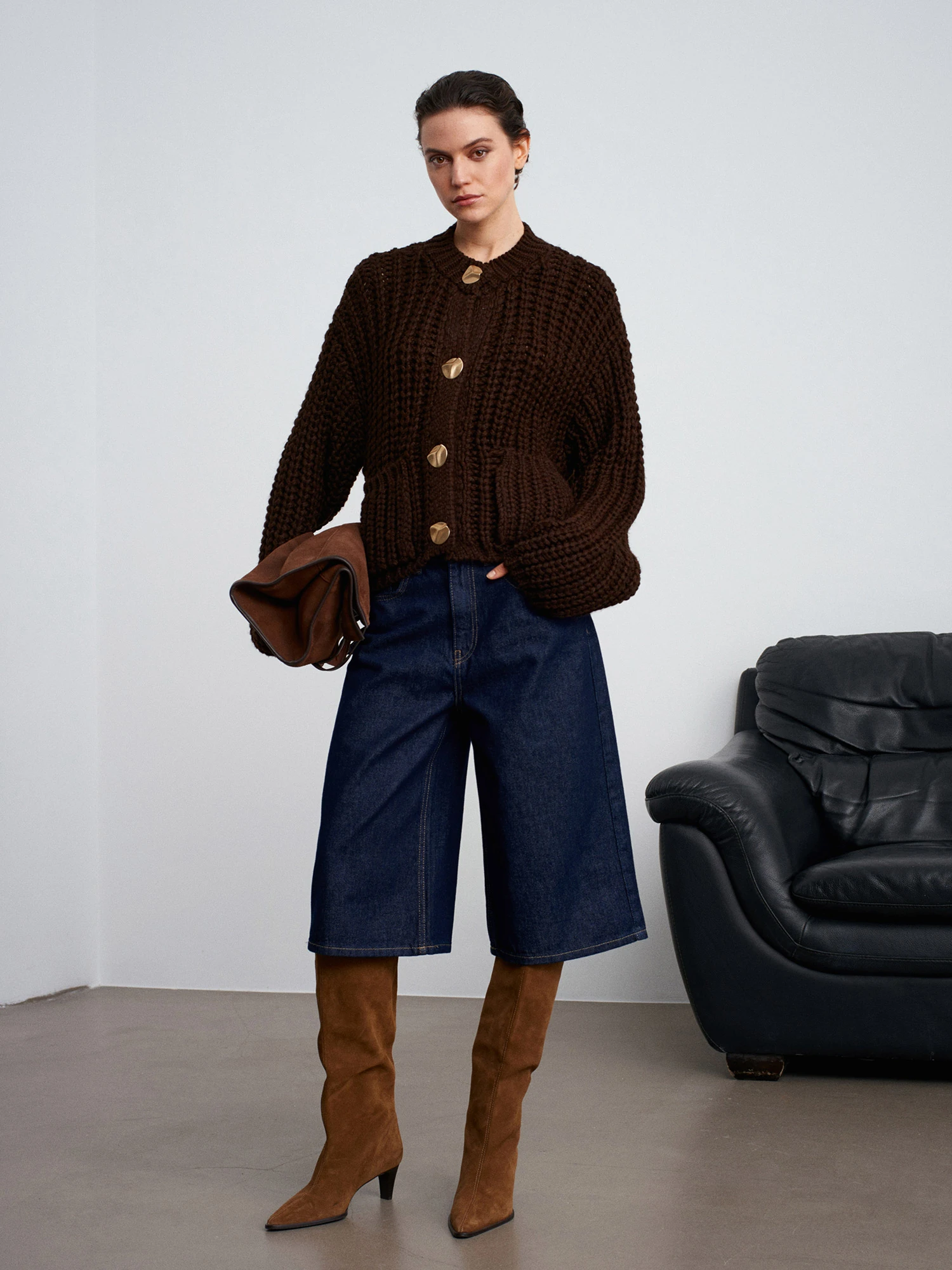 Cep Detaylı Örgü Triko Hırka