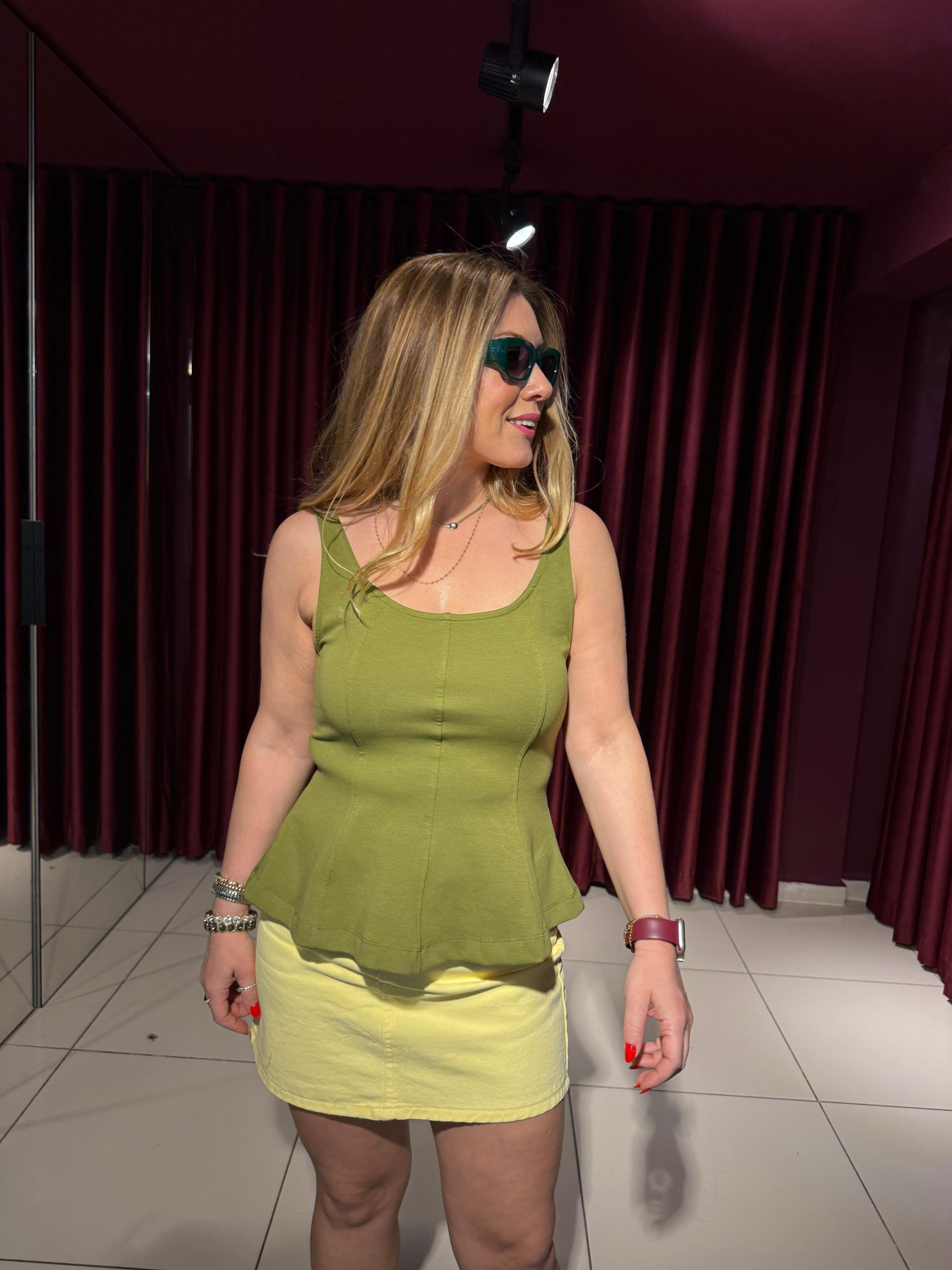 Kalın Askılı Peplum Top