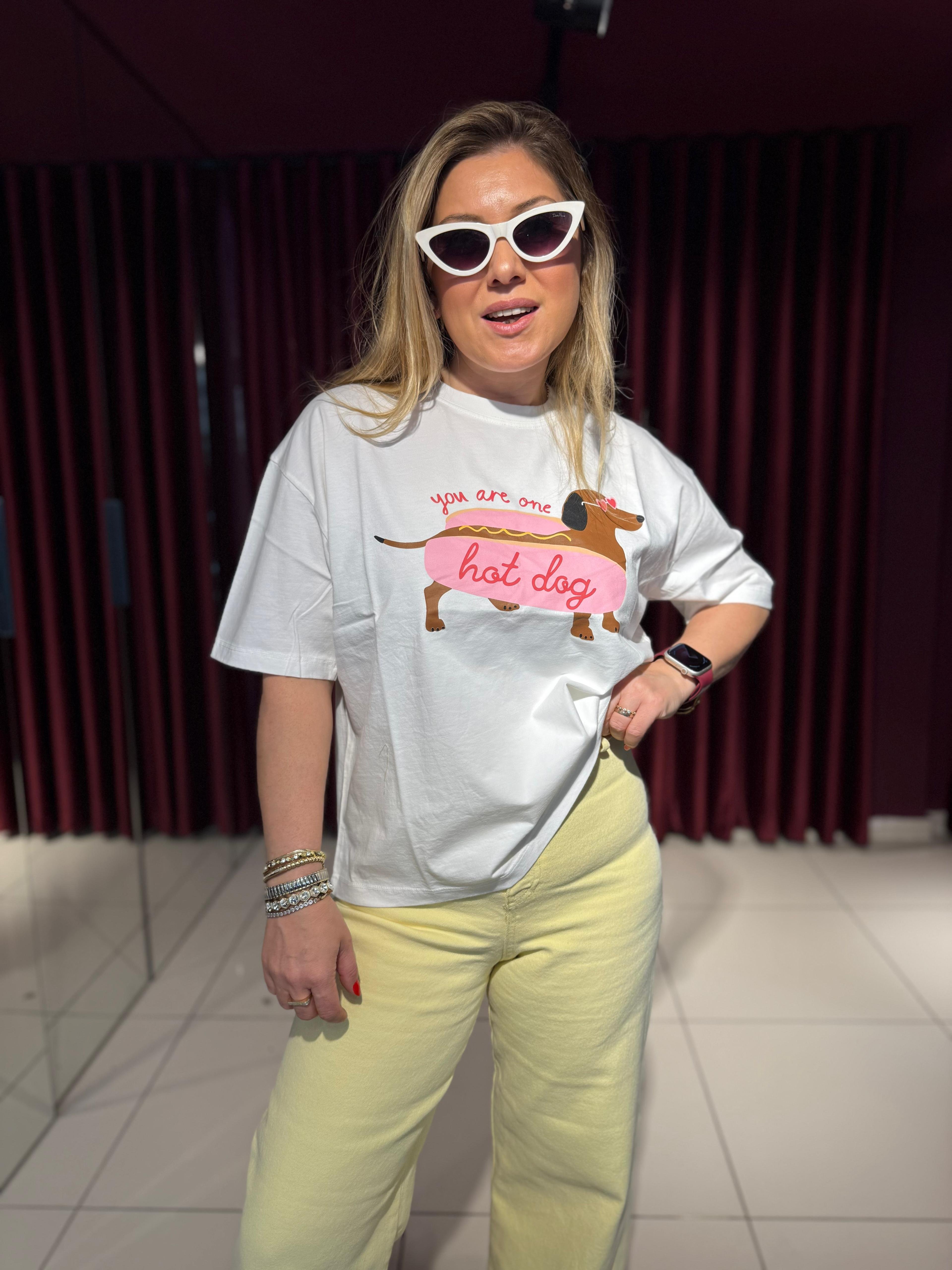 Baskılı Oversize T-Shirt Hotdog