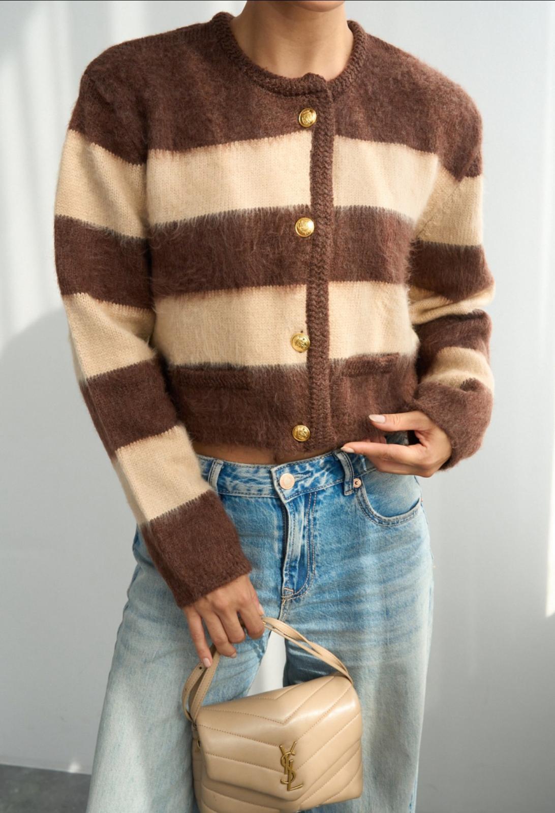 Gold Düğme Detay Hırka 