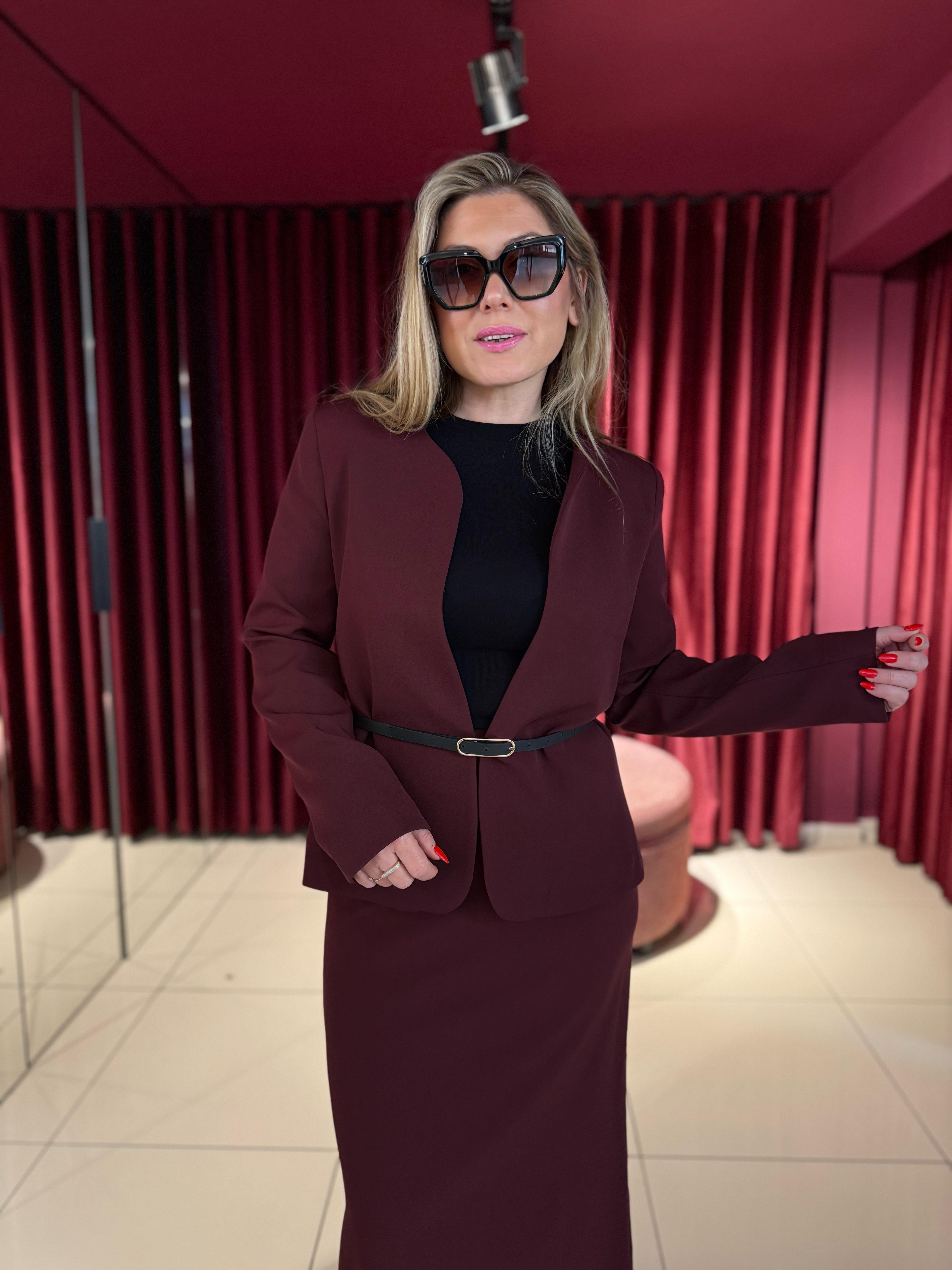 Kemer Detay Etek Ceket Takım