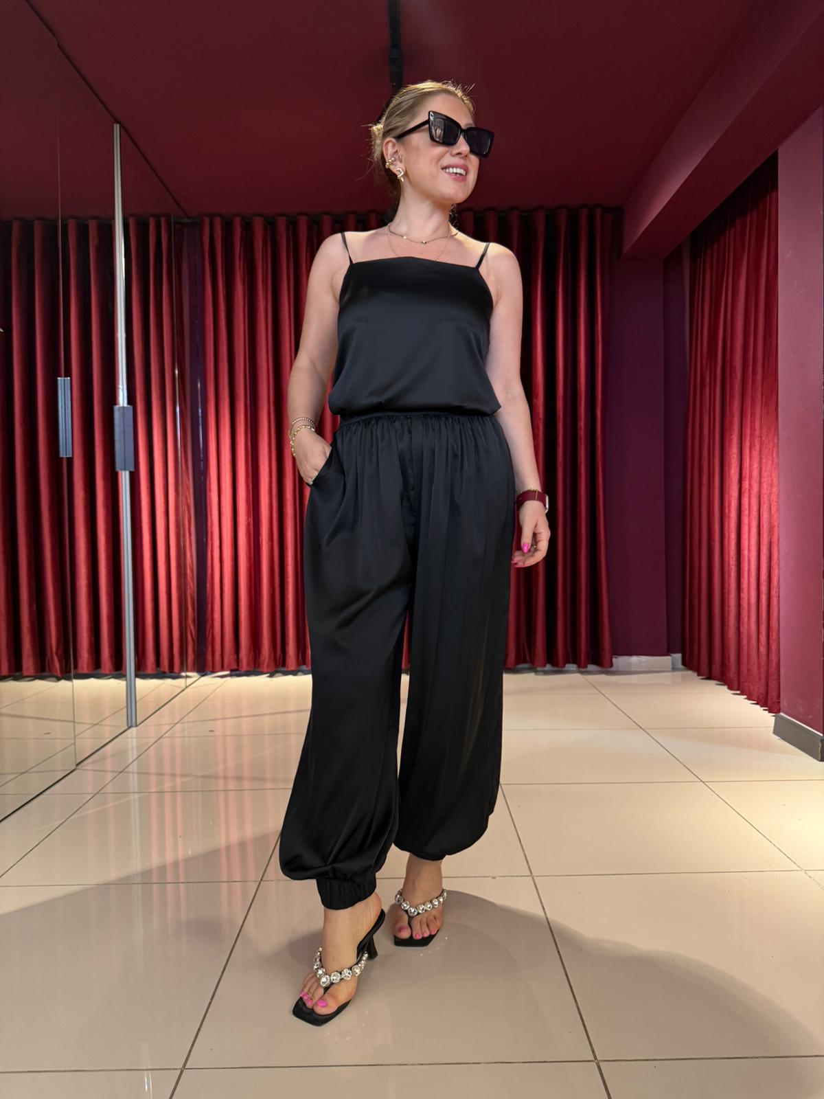 Saten Bluz Pantolon Takım