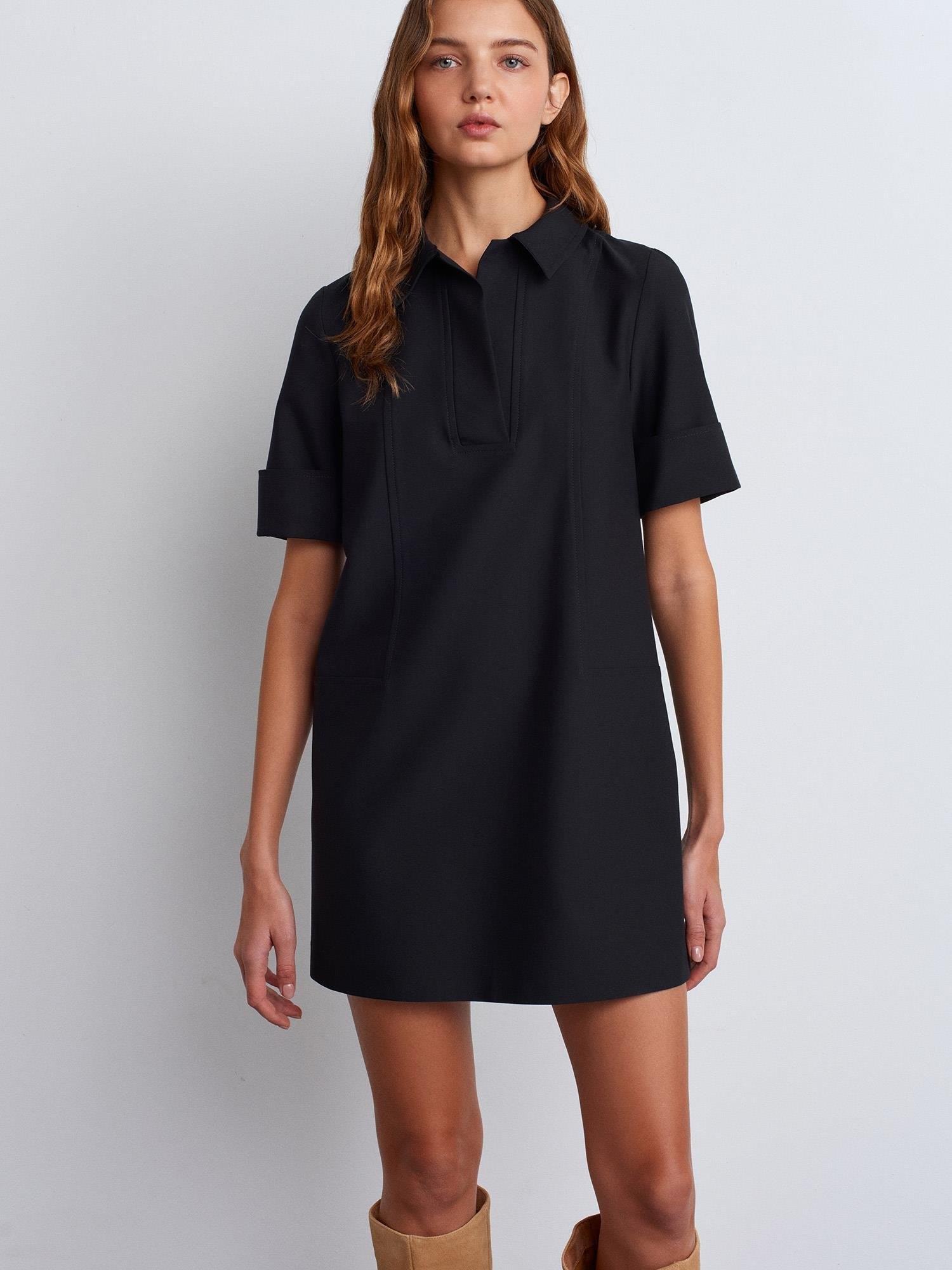 90912 Polo Yaka Elbise Lacivert