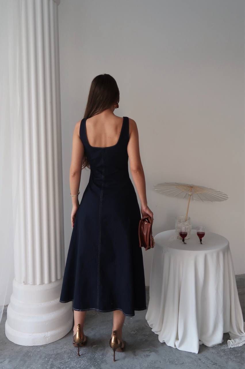 Çift Dikişli Gabardin Elbise 