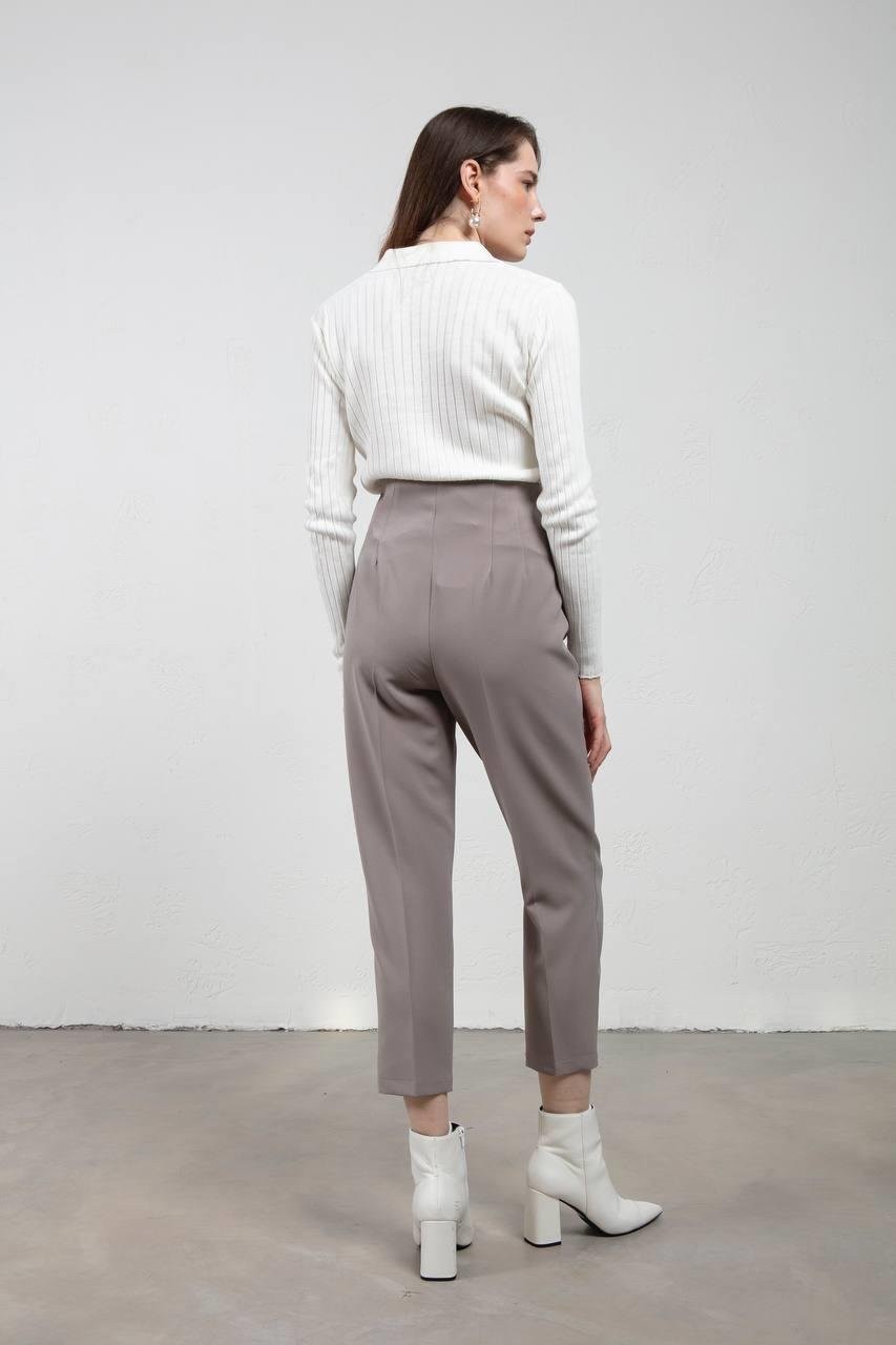 3044 Çift Pensli Pantolon Gri