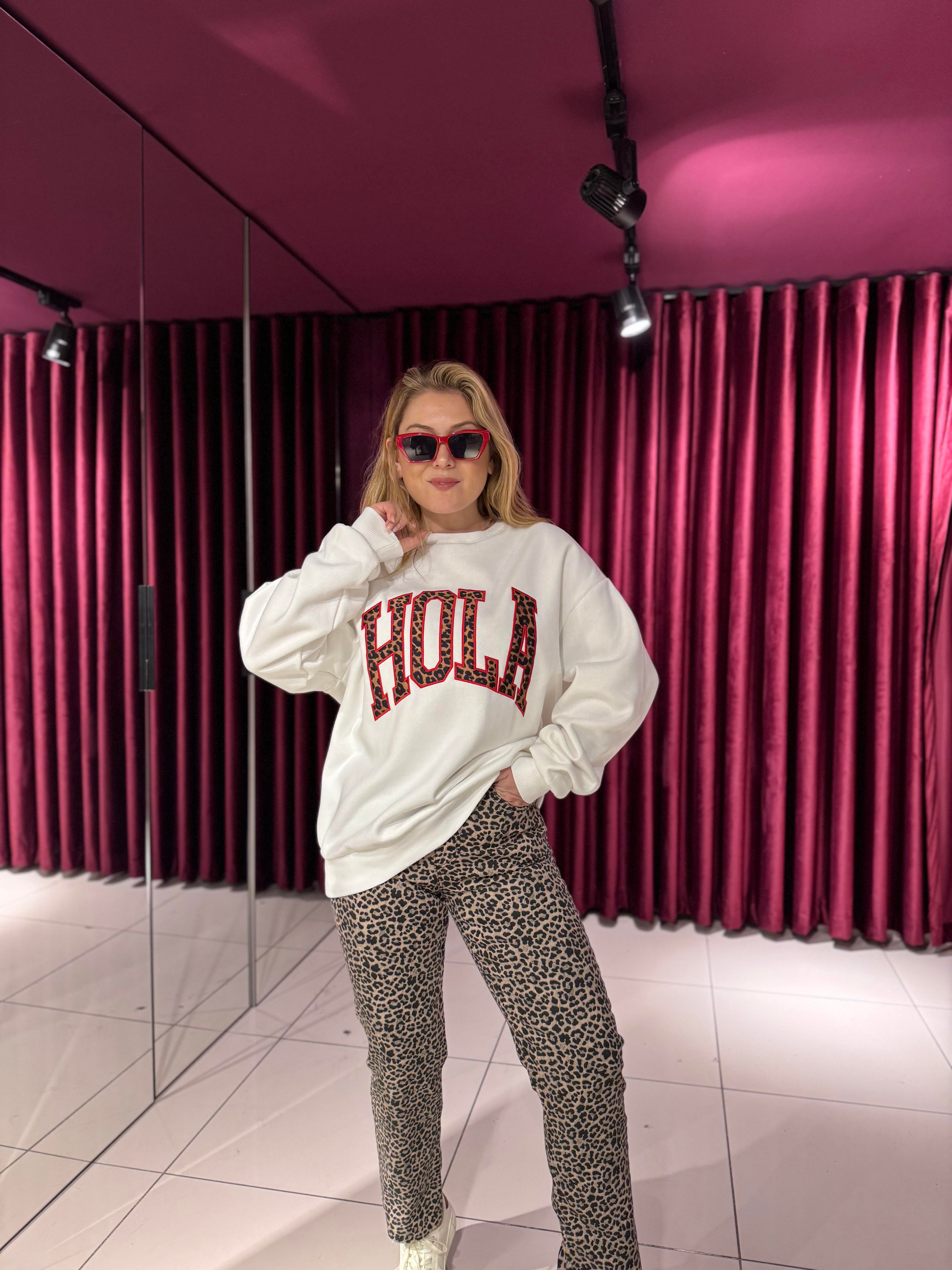9025 Hola Leopar Detay Sweat