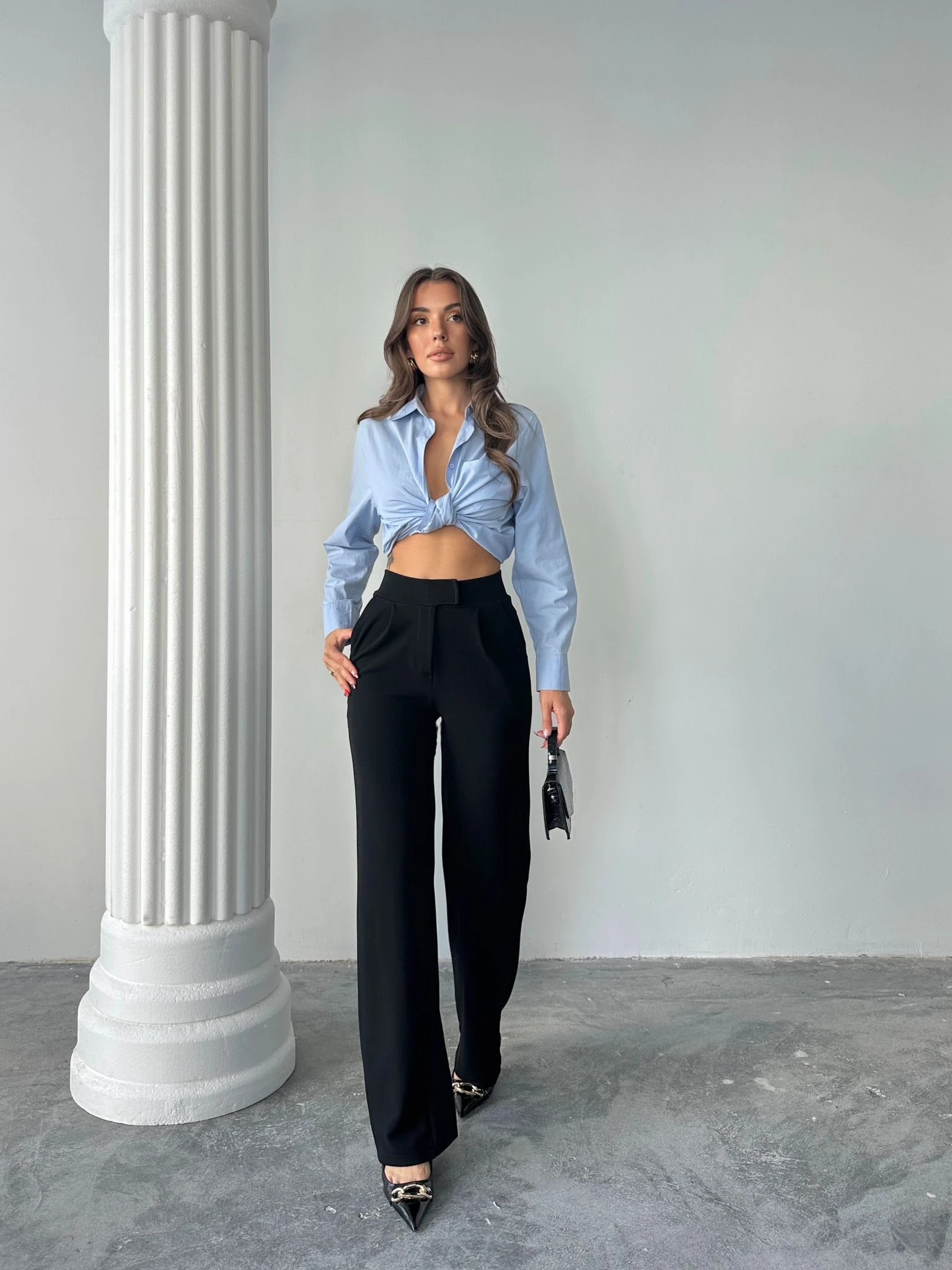 Cırt Kapama Likralı Palazzo