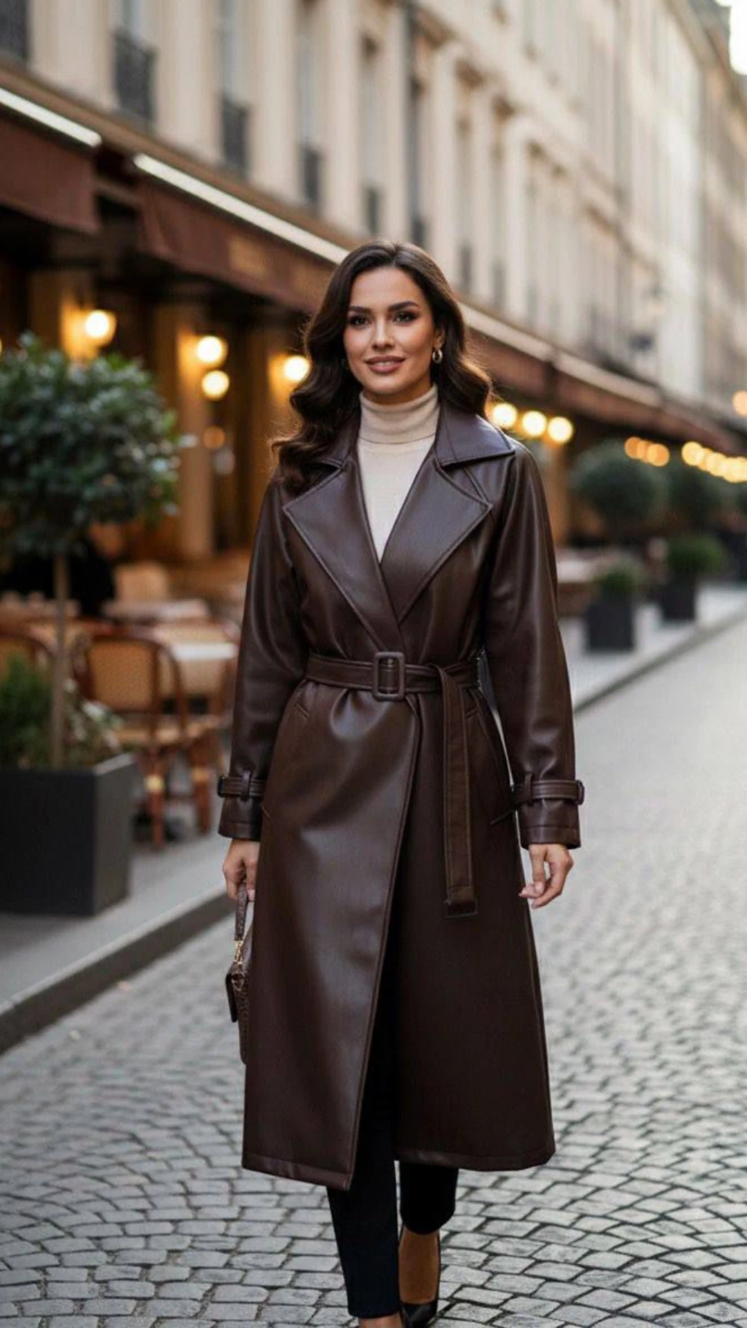 Premium Deri Kuşaklı Trenç