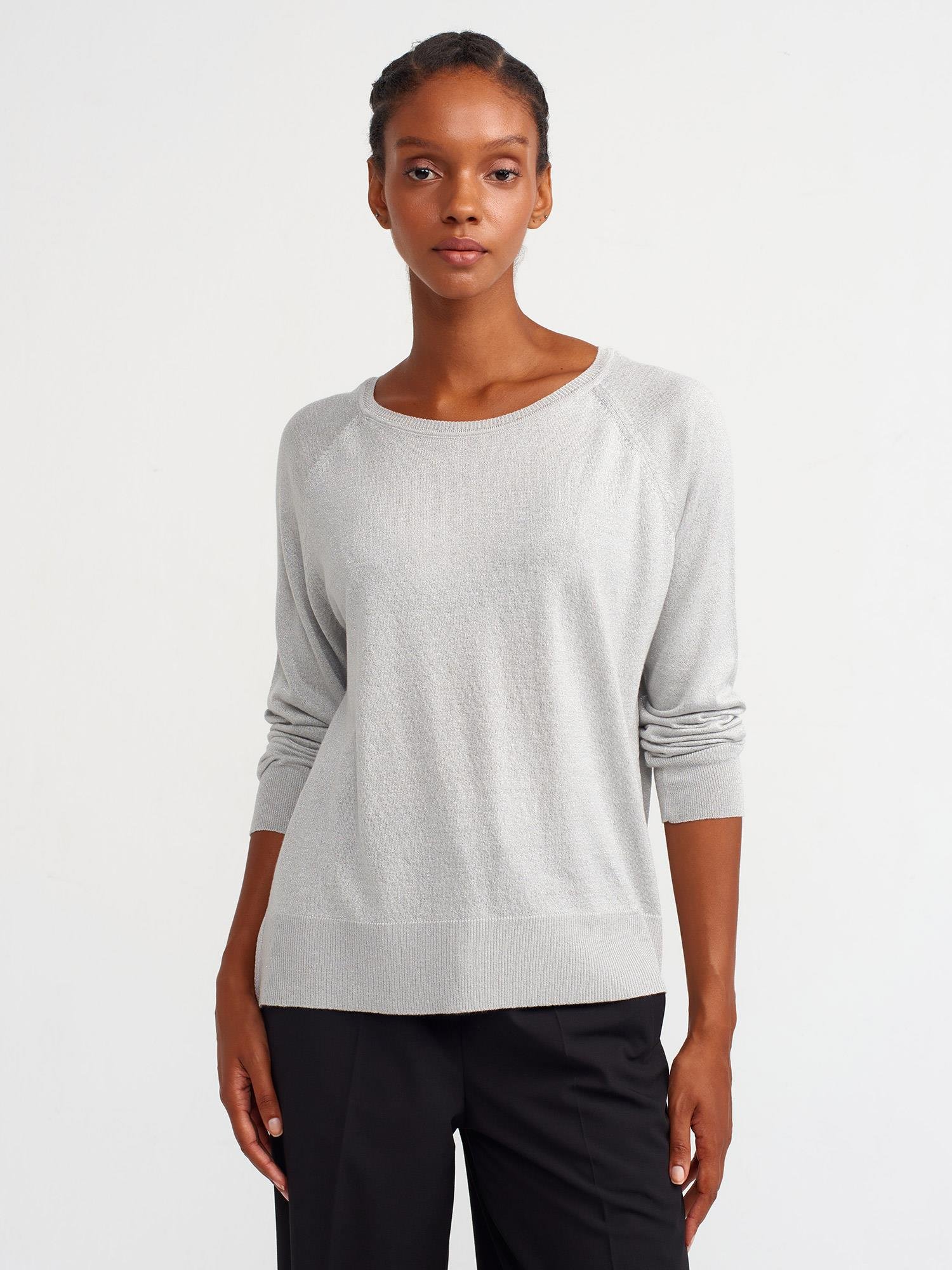 10557 Bisiklet Yaka Simli Triko Kazak