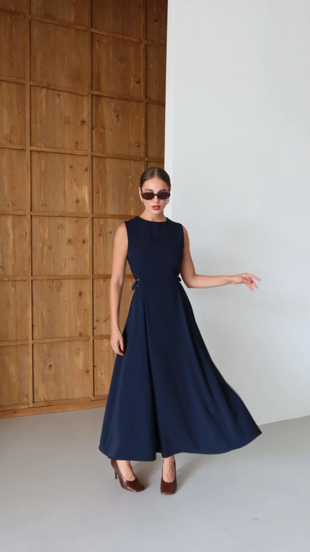 Kemer Detaylı Parçalı Elbise - Lacivert