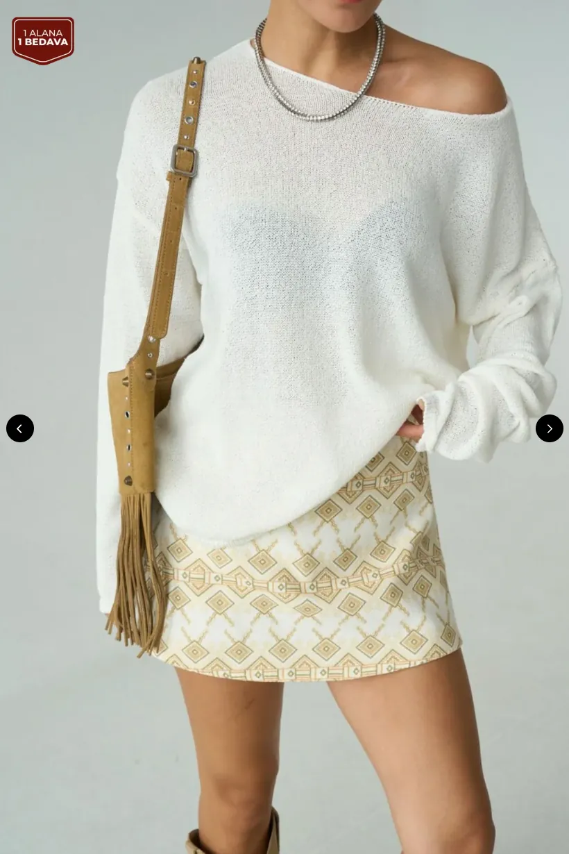 İnce Triko Kazak- Ekru Serpirella