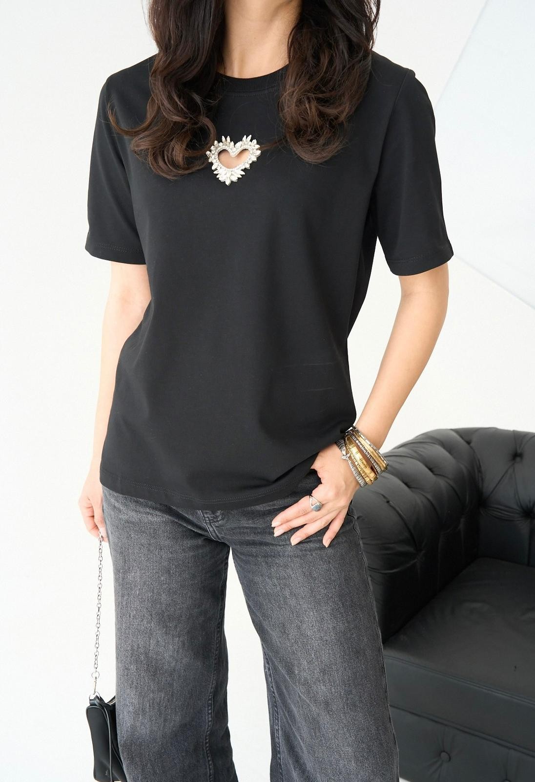 Kalp Taşlı Tshirt