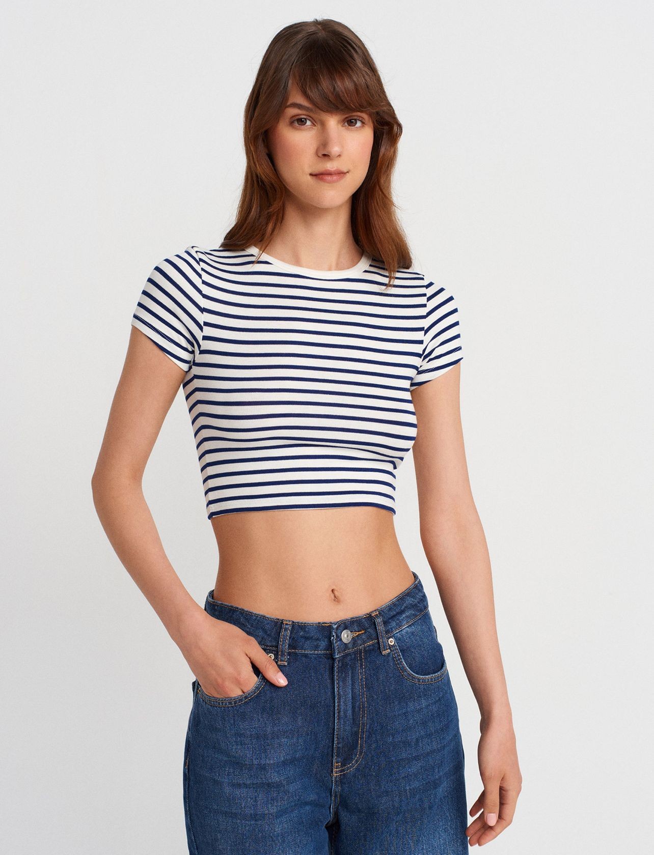 Çizgili Crop Top