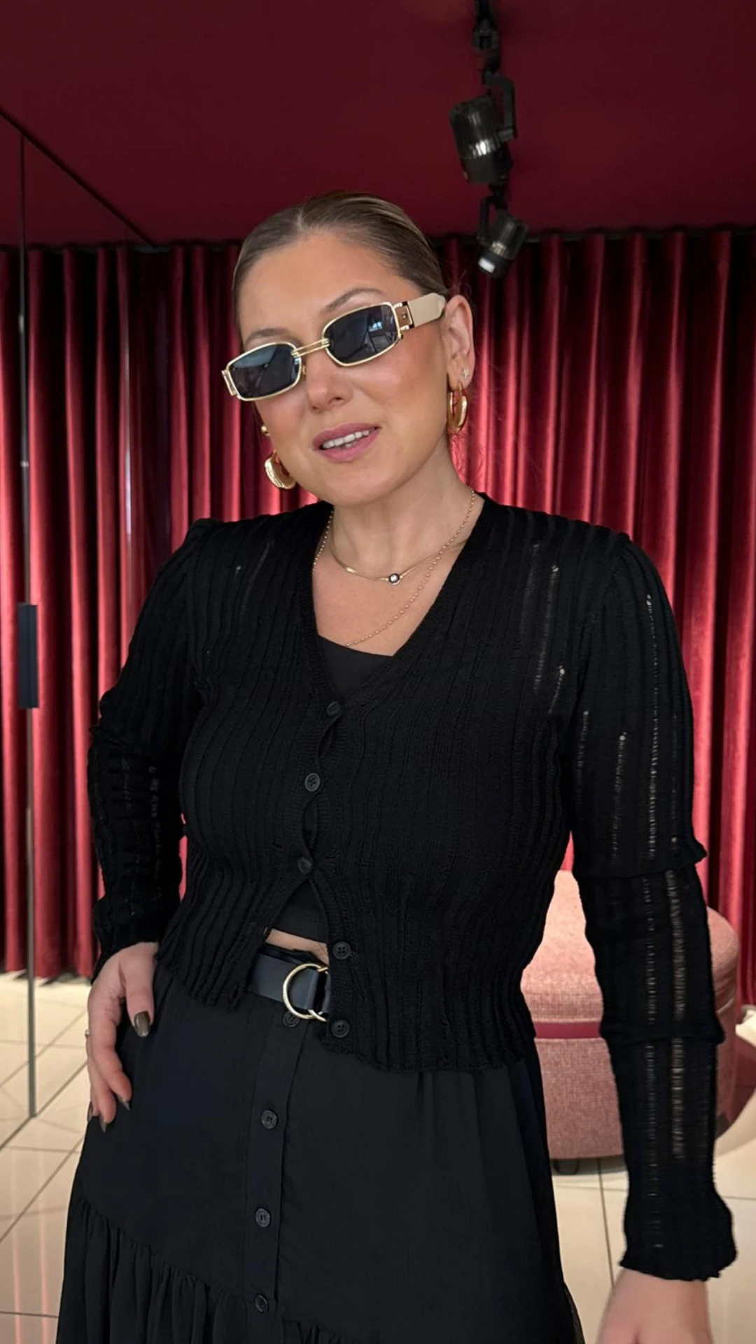 Transparan Düğmeli Hırka