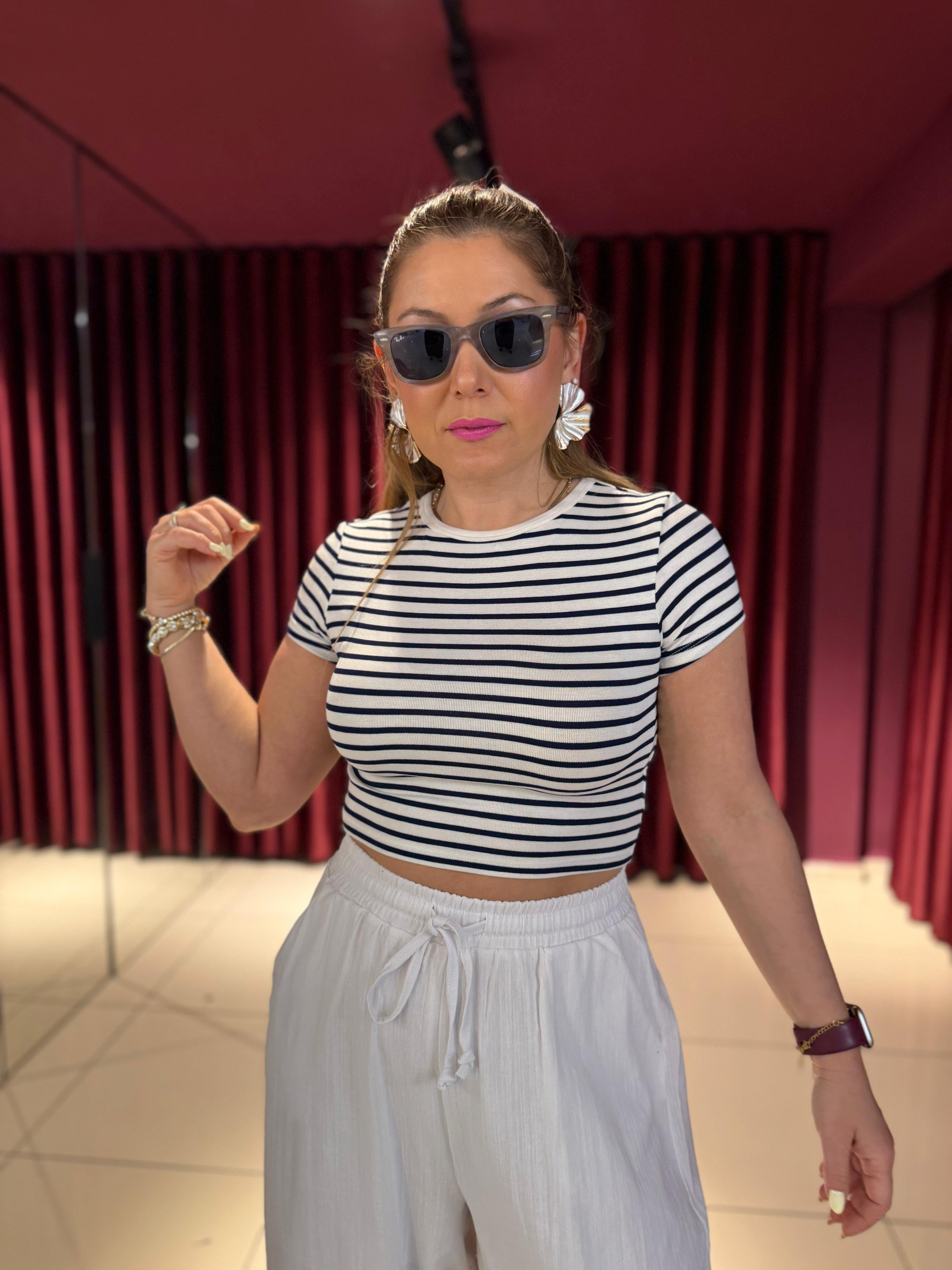Çizgili Crop Top