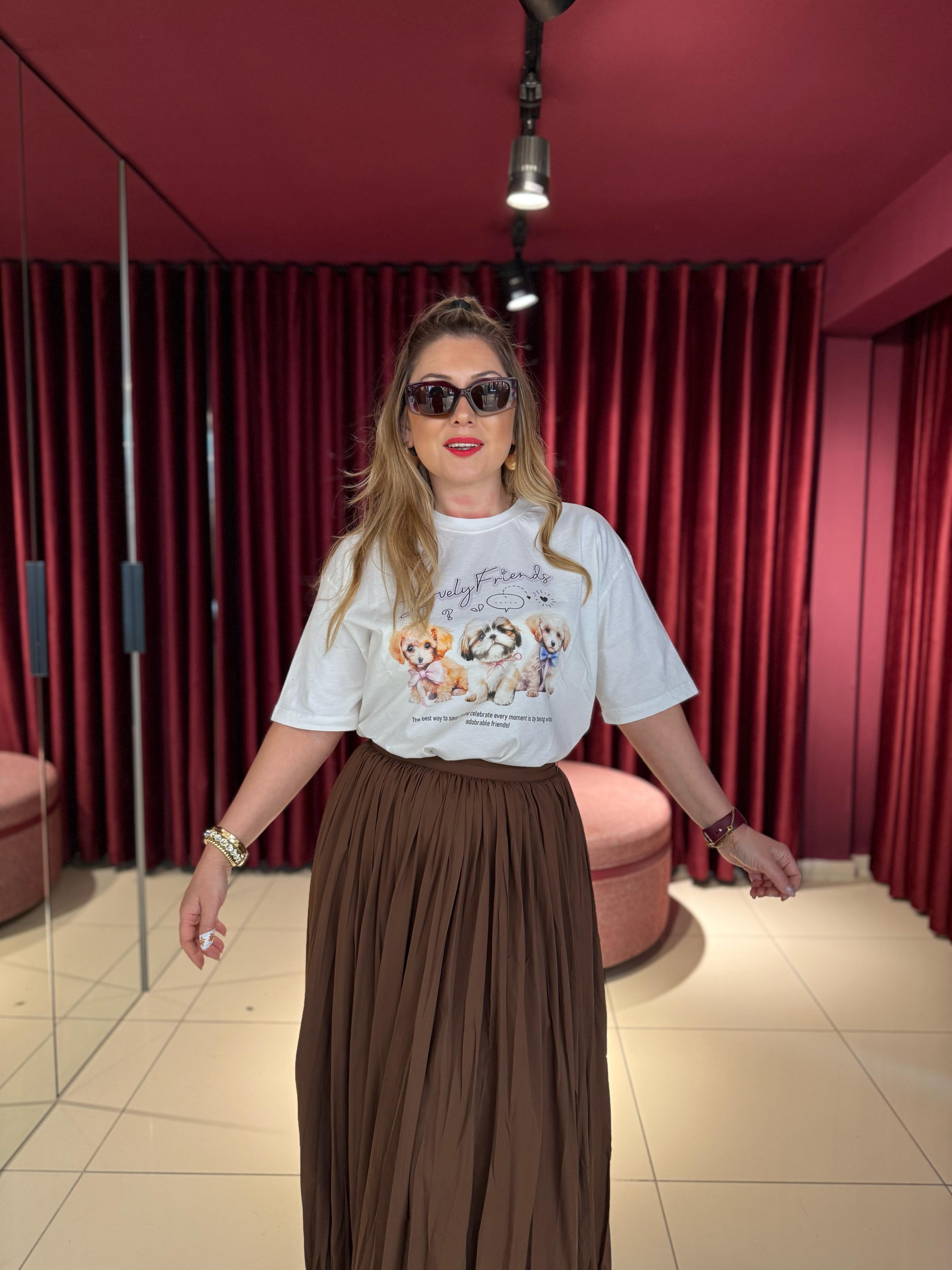 Baskılı Lovely Friends T-shirt