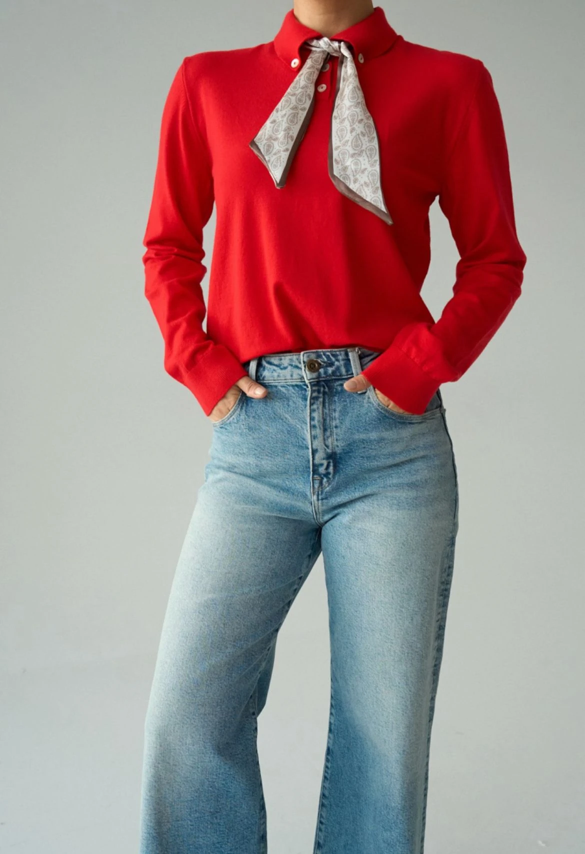 Fularlı Triko Kazak