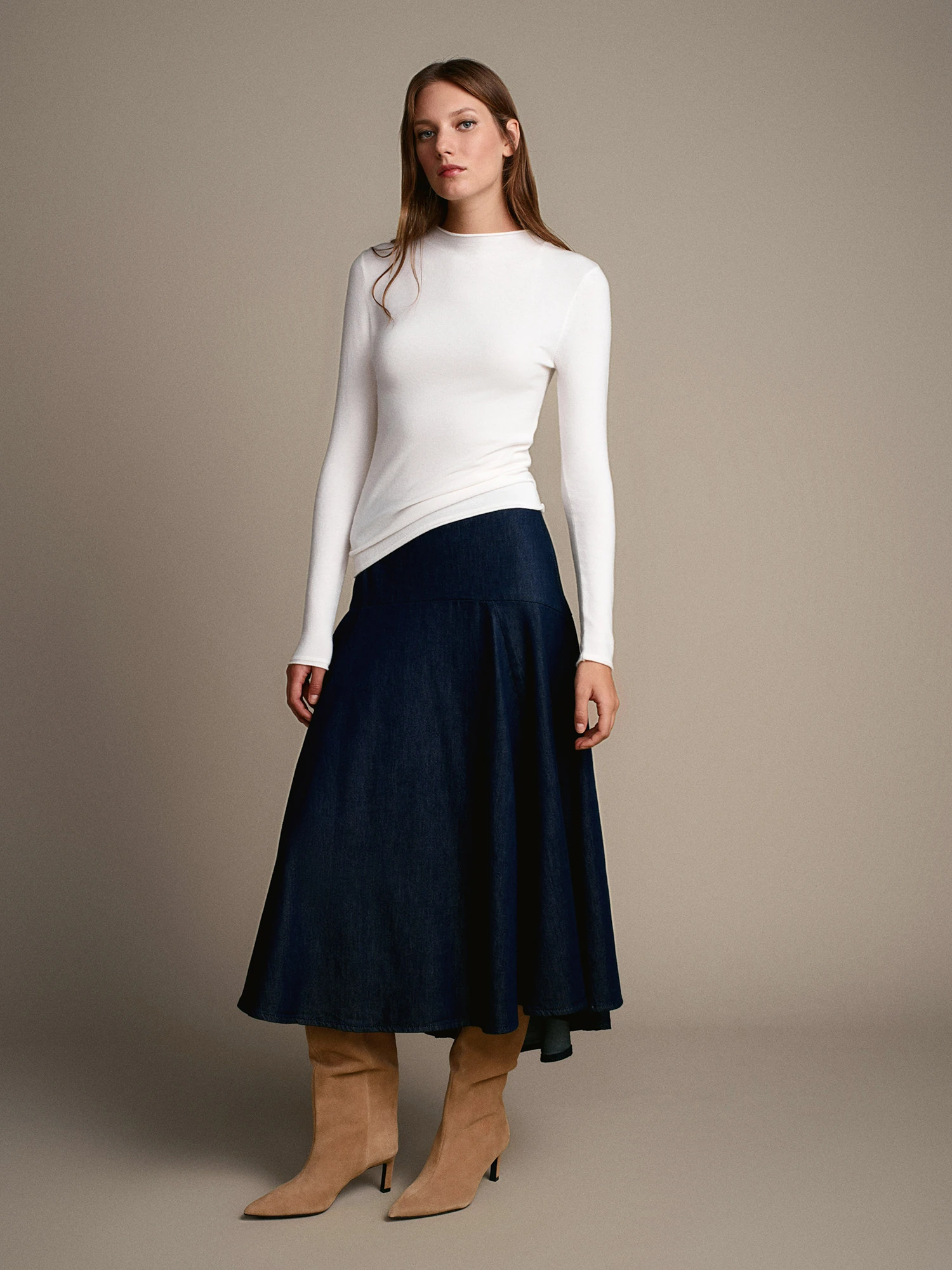 Dik Yaka Kaşmirli Ultra Hafif Triko Kazak