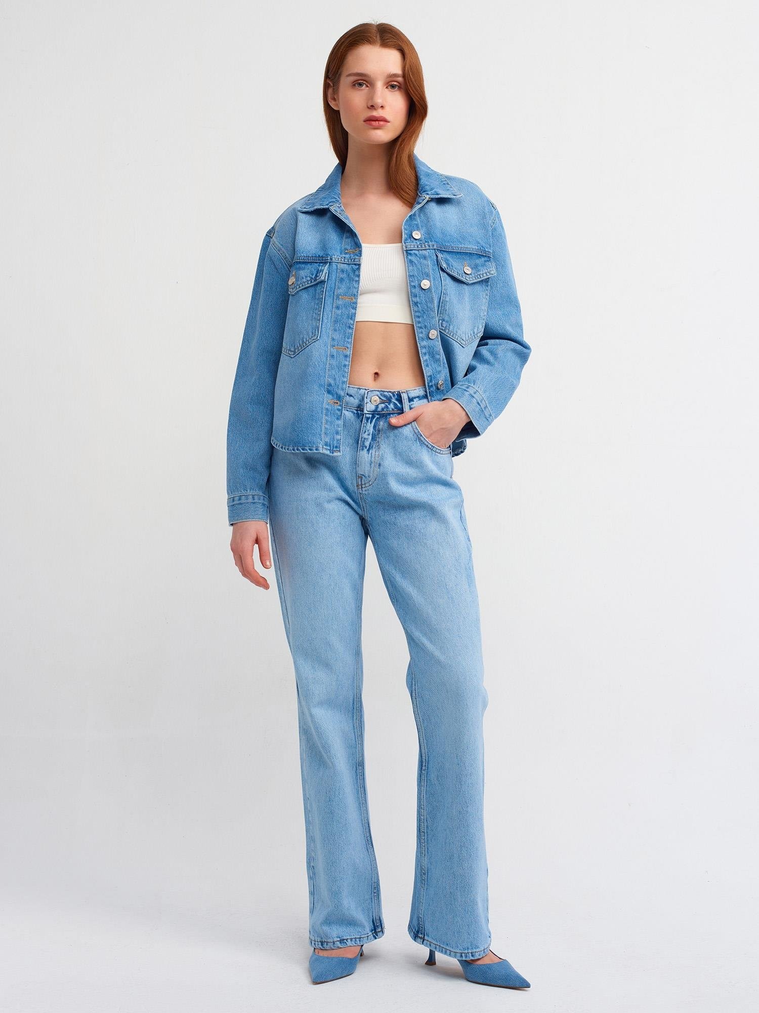 71463 Düşük Bel Flare Pant.Jean Mavi