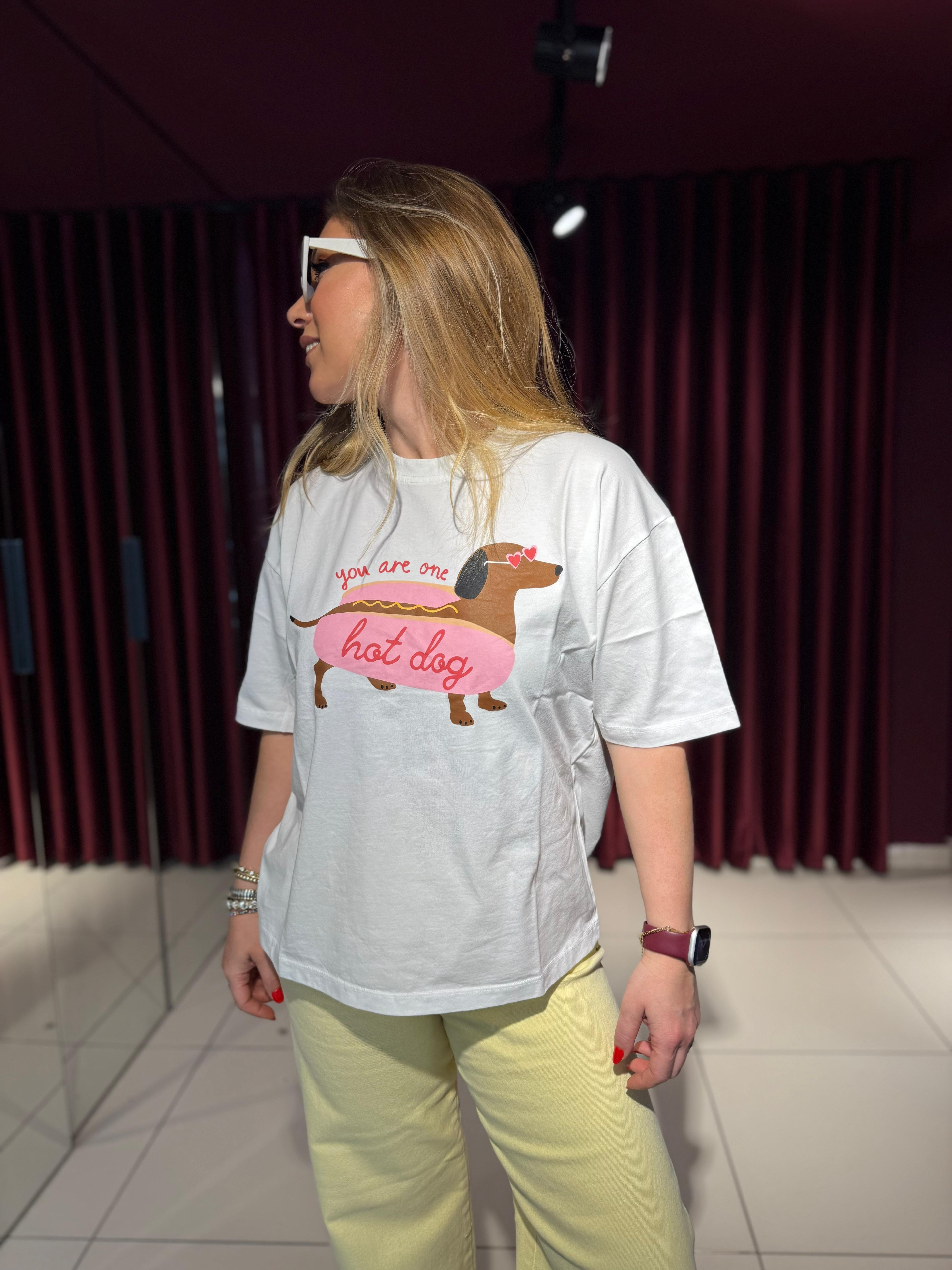 Baskılı Oversize T-Shirt Hotdog