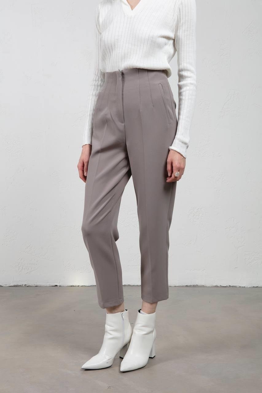 3044 Çift Pensli Pantolon Gri