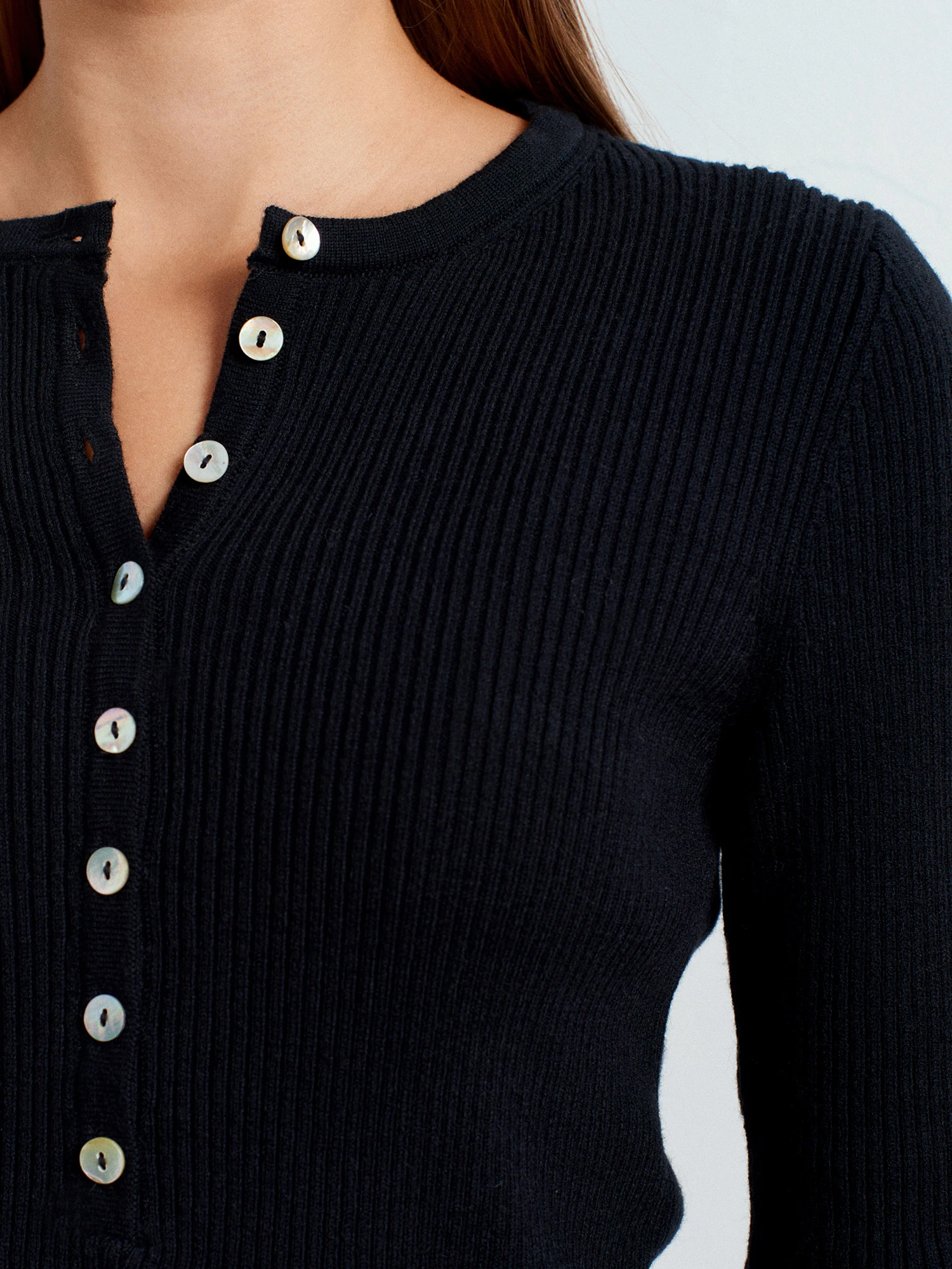 Bisiklet Yaka Yünlü Düğmeli Triko Kazak