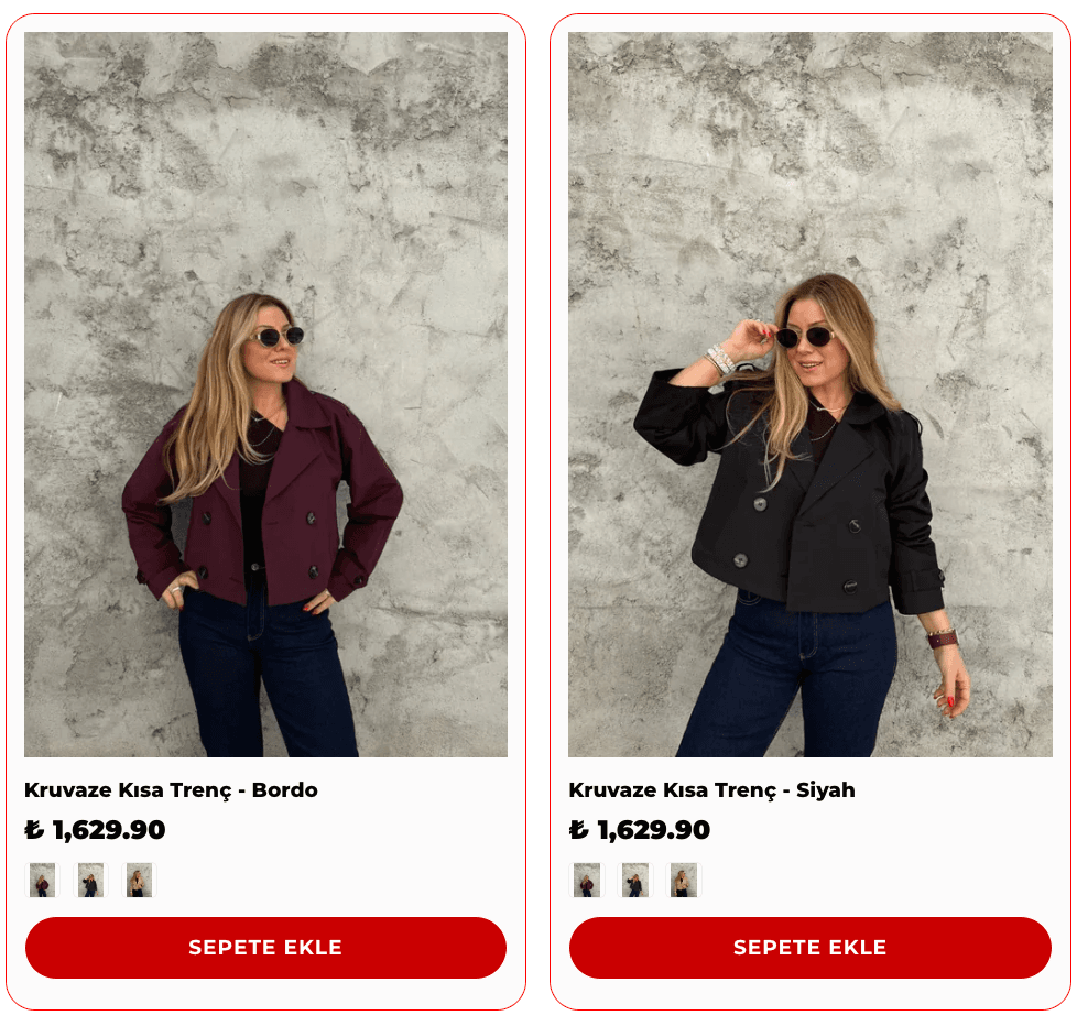 Kruvaze Kısa Trenç - Bordo- Siyah Serpirella Boutique