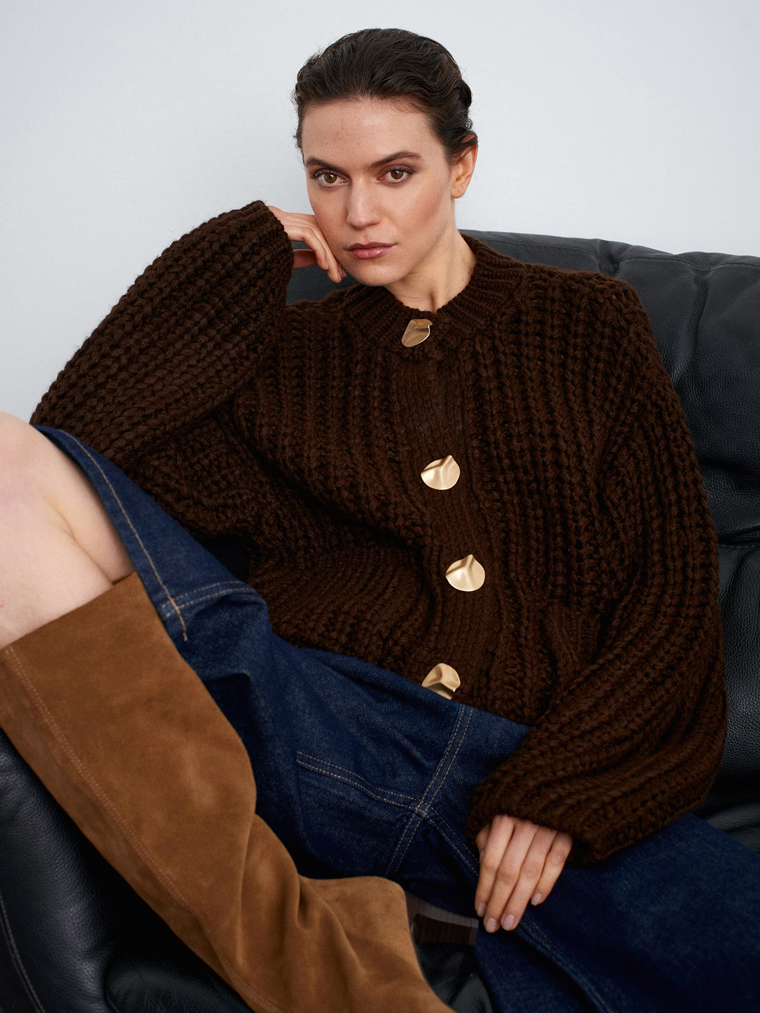 Cep Detaylı Örgü Triko Hırka