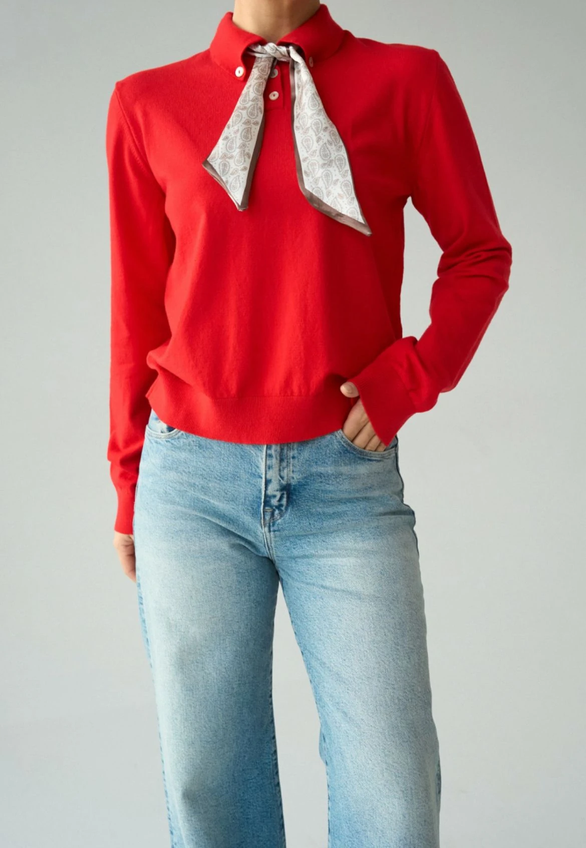 Fularlı Triko Kazak