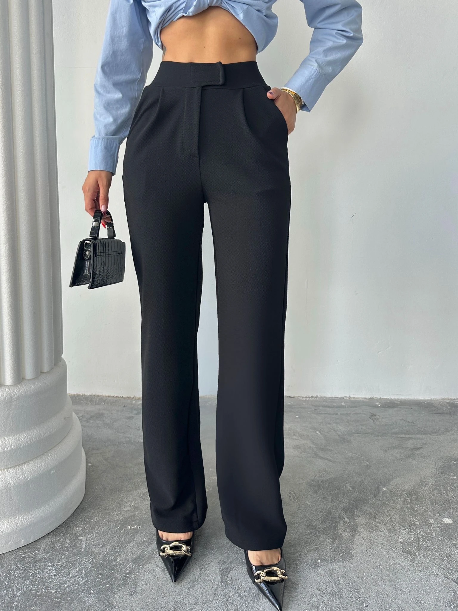 Cırt Kapama Likralı Palazzo