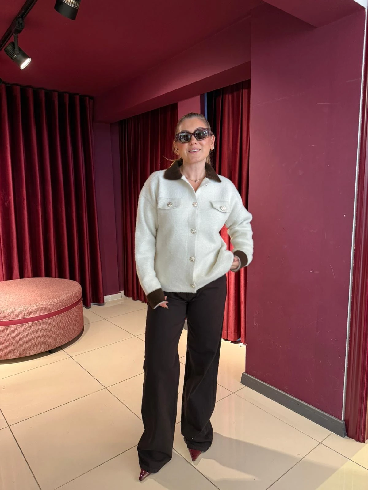 Sakal Cepli Hırka - Kahve-Taş