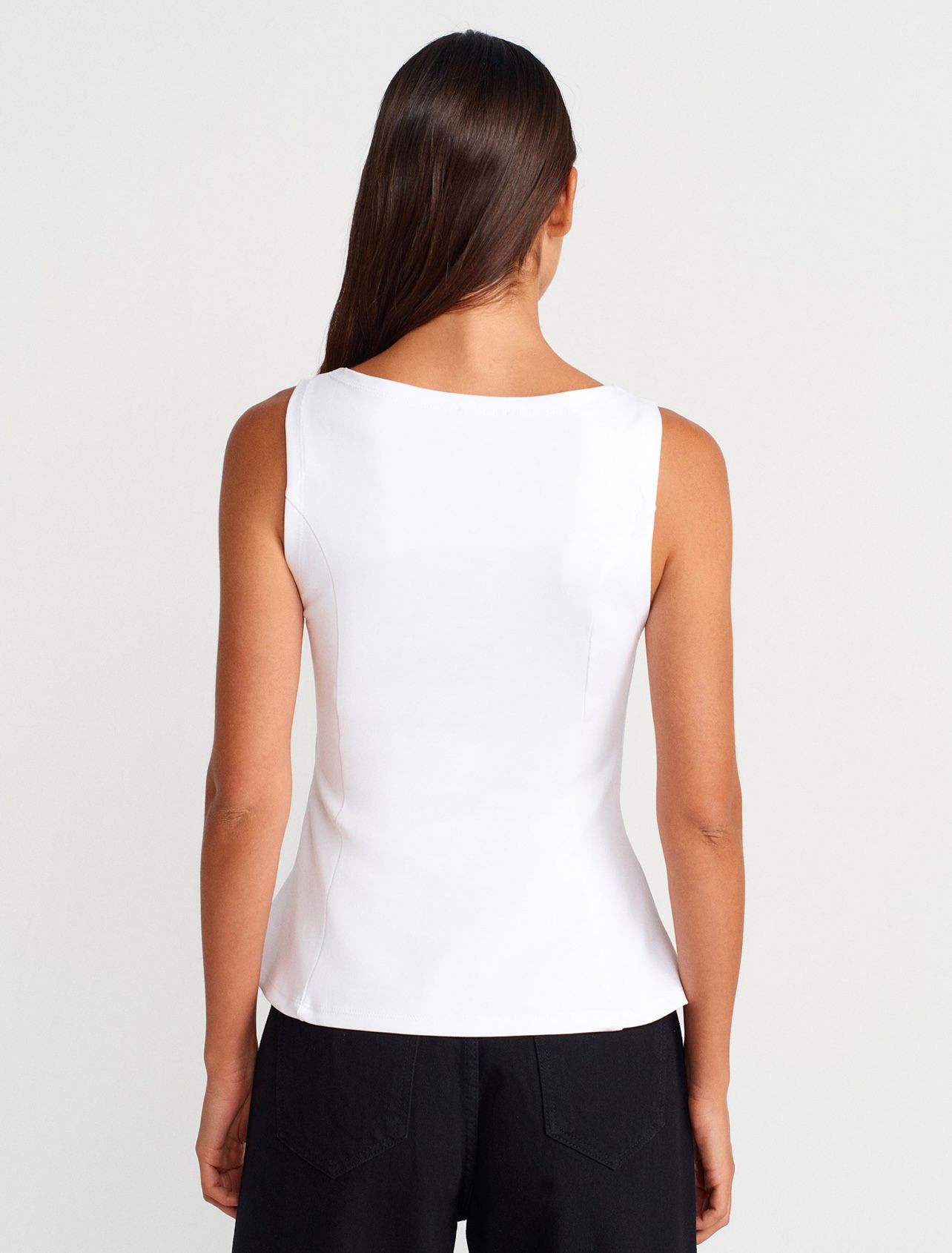 Kayık Yaka Peplum Top