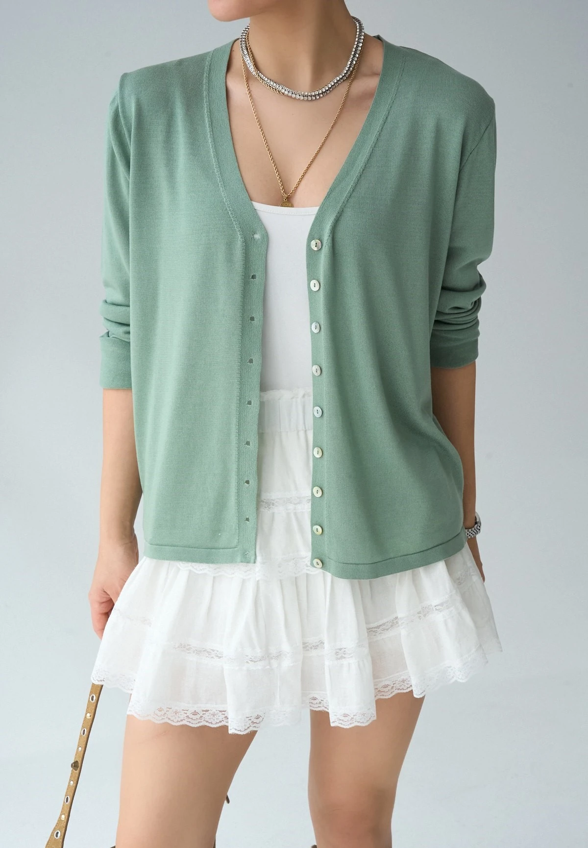 Düğme Detay Oversize Hırka