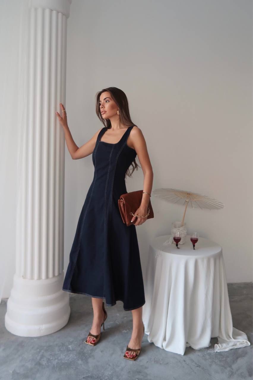 Çift Dikişli Gabardin Elbise 