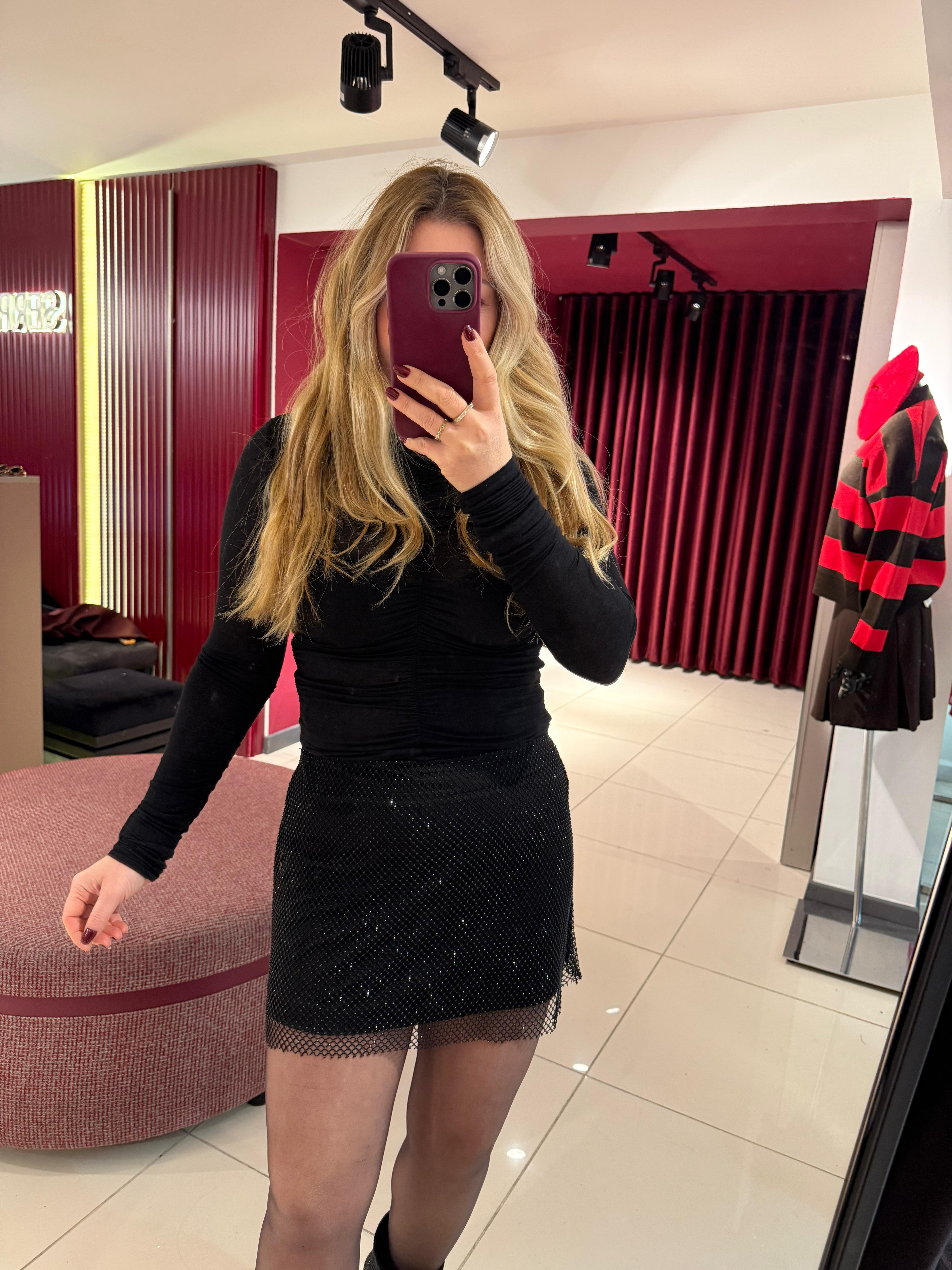 ZR Boncuklu File Mini Etek