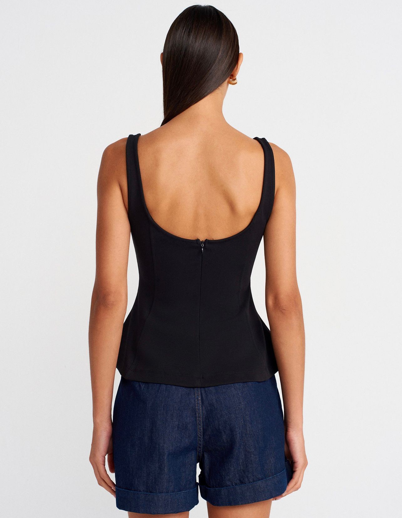 Kalın Askılı Peplum Top