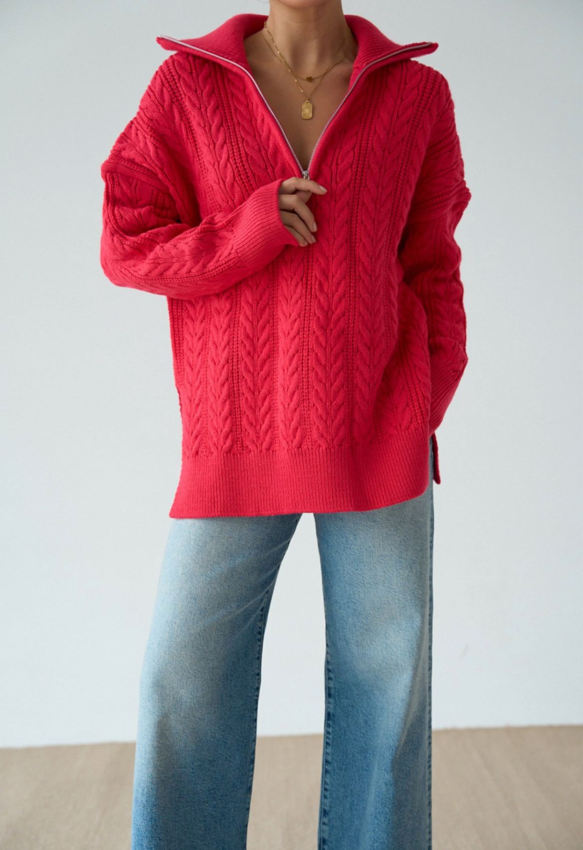 Saç Örgüsü Oversize Kazak