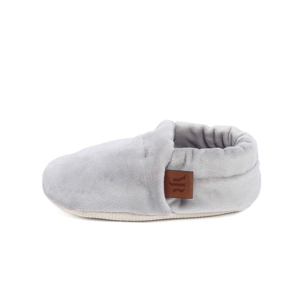 Light Grey Velvet Baby Moccasins