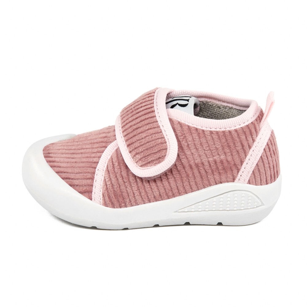 Pink 100% Cotton Velvet Memory Foam First Step Shoes