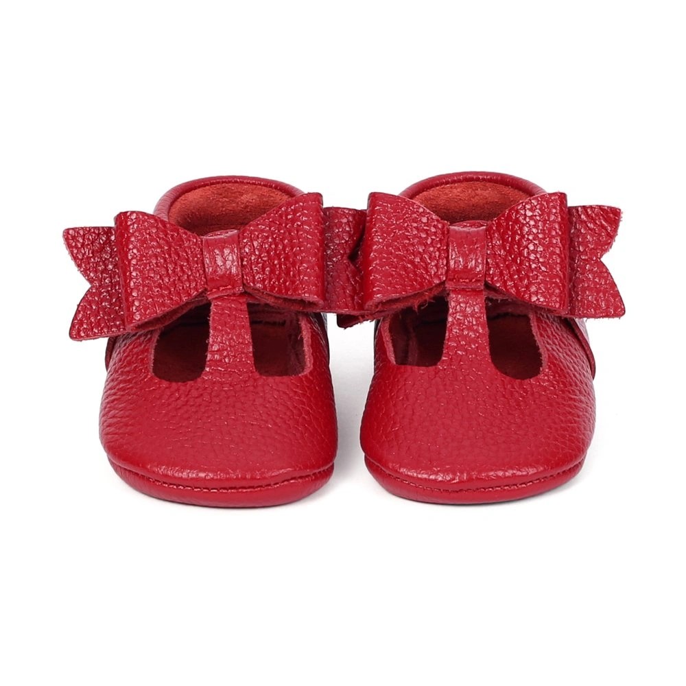 Yoyo Junior Bootie Genuine Leather in Red with Bow-tie Ornament Detail