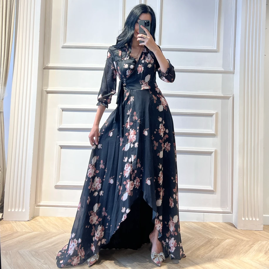 Çiçek desen şifon elbise