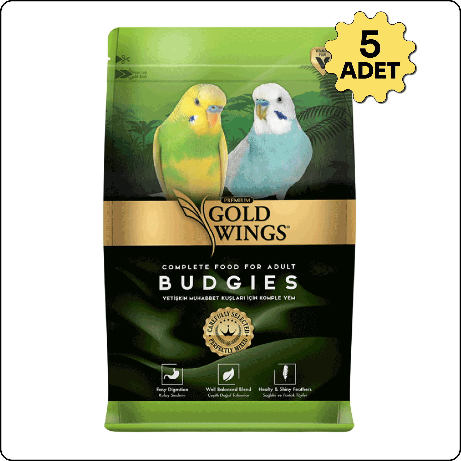 Gold Wings Premium Muhabbet Kuş Yemi 1 kg 5'li