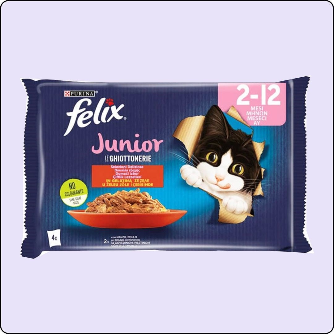 Felix Pouch Jöle İçinde Sığır Etli ve Tavuklu Yavru Kedi Konservesi 4x85 gr 12'li